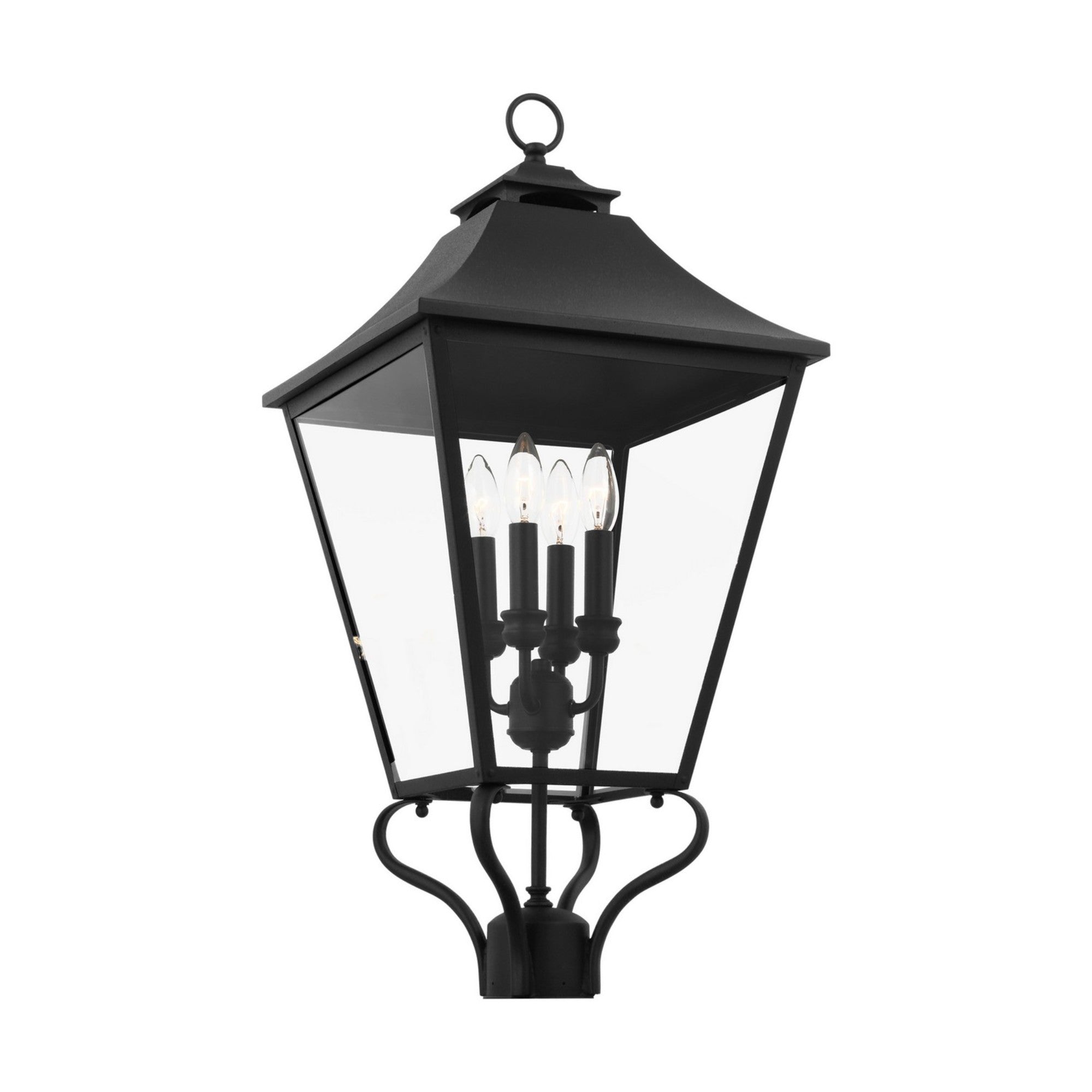 Galena 29" 4-Light Large Post Lantern, Textured Black Finish