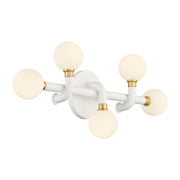 Tubular 23" 5-Light Bath Vanity, Matte White & Honey Gold Finish - Bees Lighting