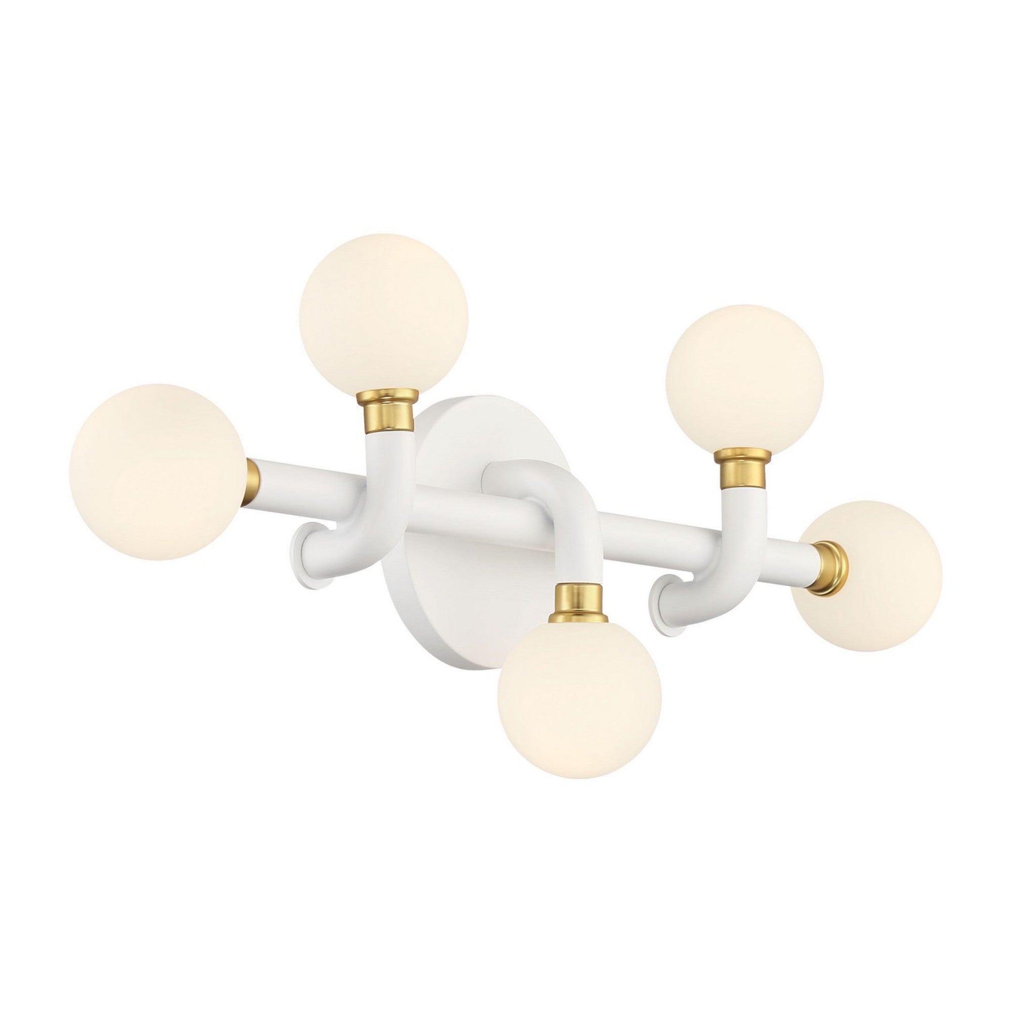 Tubular 23" 5-Light Bath Vanity, Matte White & Honey Gold Finish - Bees Lighting