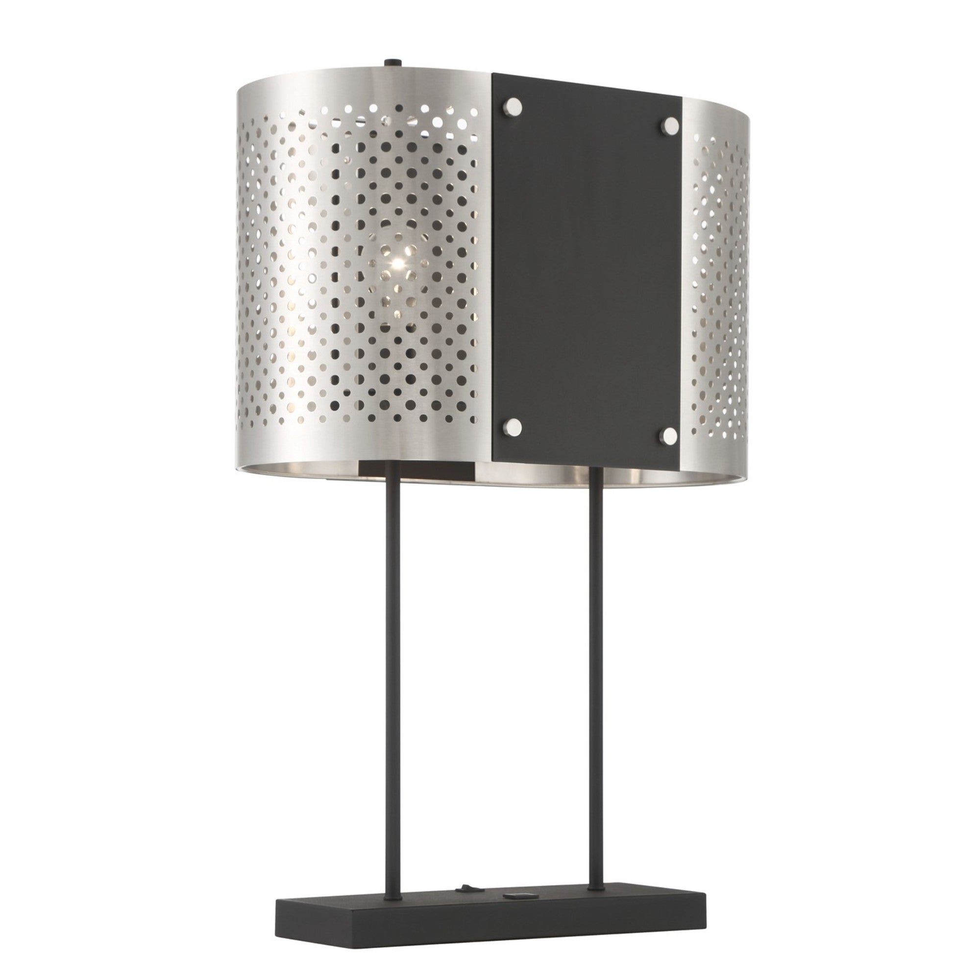 Noho 28" 2-Light Table Lamp, Brushed Nickel & Sand Coal Finish - Bees Lighting