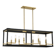 Union Estates 40" 8-Light Island Light, Coal & Soft Brass Finish - Bees Lighting