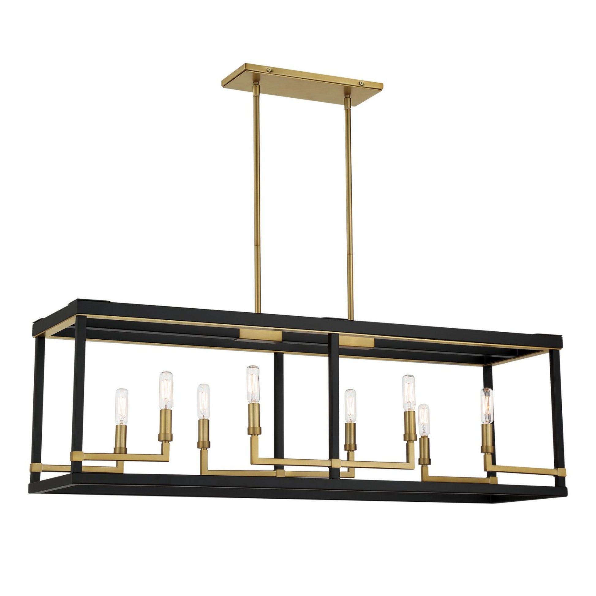Union Estates 40" 8-Light Island Light, Coal & Soft Brass Finish - Bees Lighting