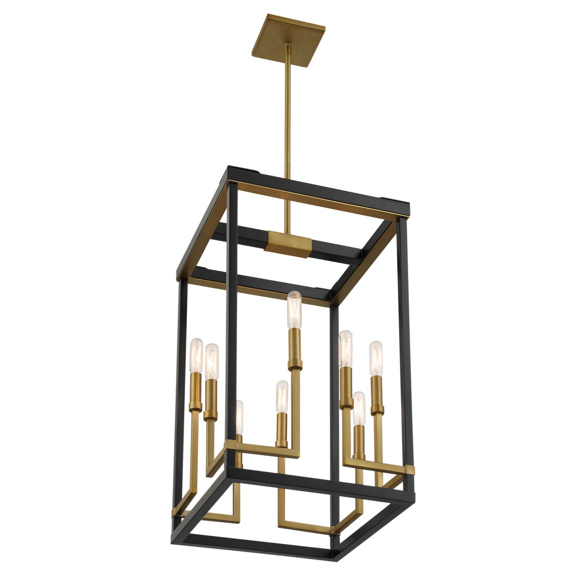 Union Estates 14 In. 8 Lights Pendant Light Black & brass Finish