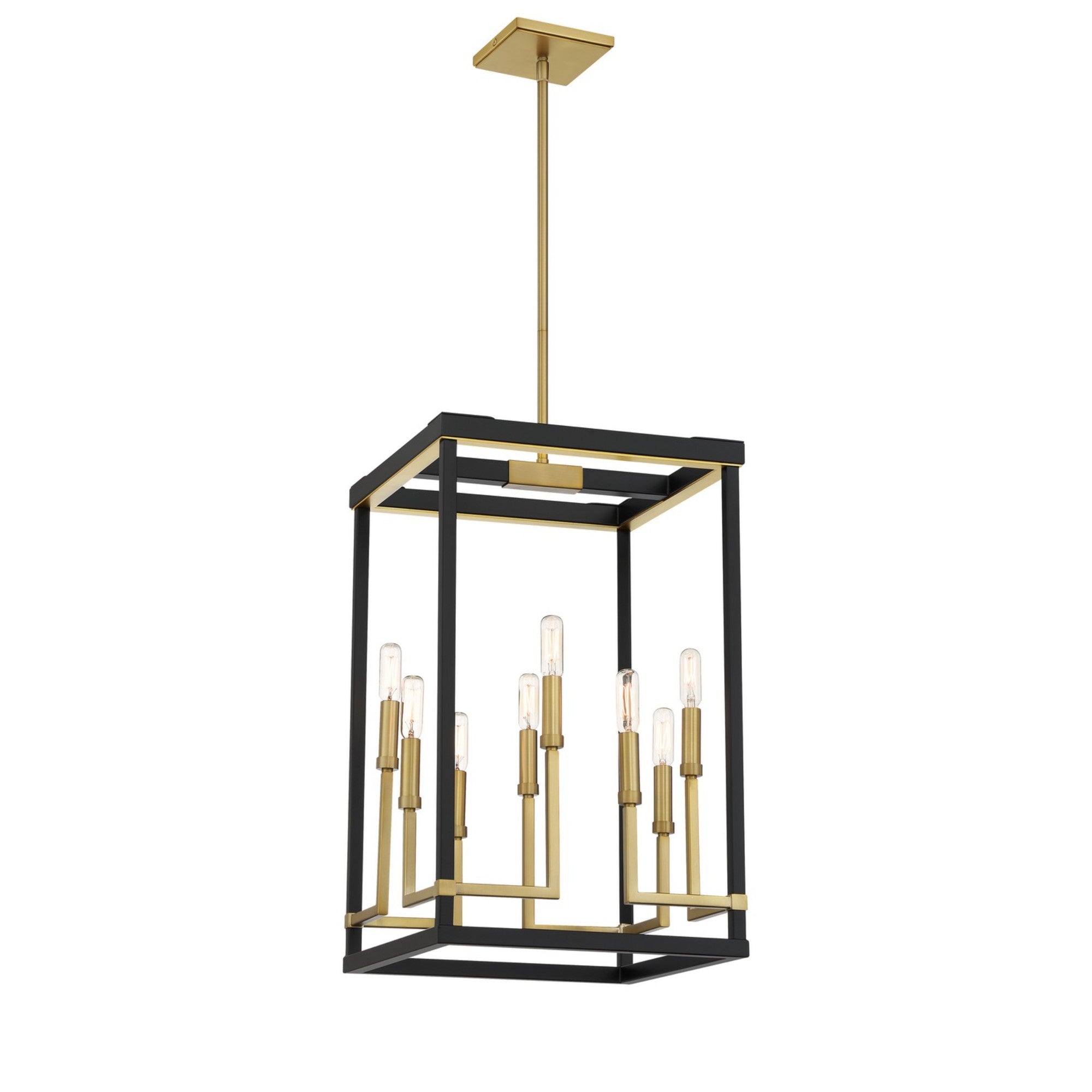 Union Estates 14 In. 8 Lights Pendant Light Black & brass Finish