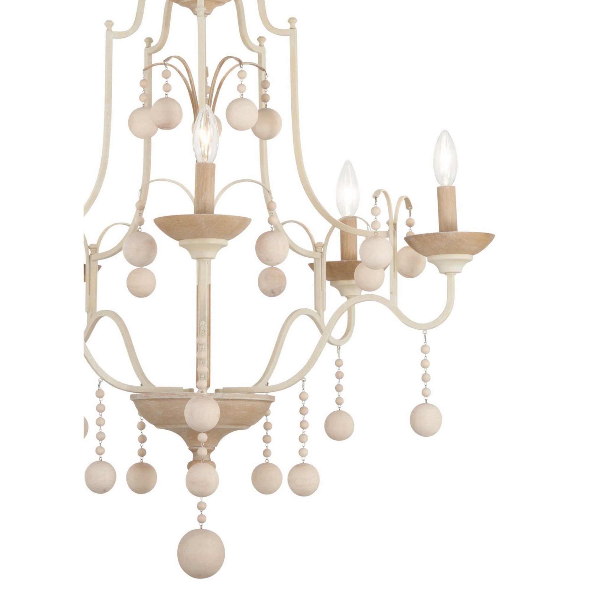 Colonial Charm 32" 5-Light Chandelier, White Wash & Sun Dried Clay Finish - Bees Lighting