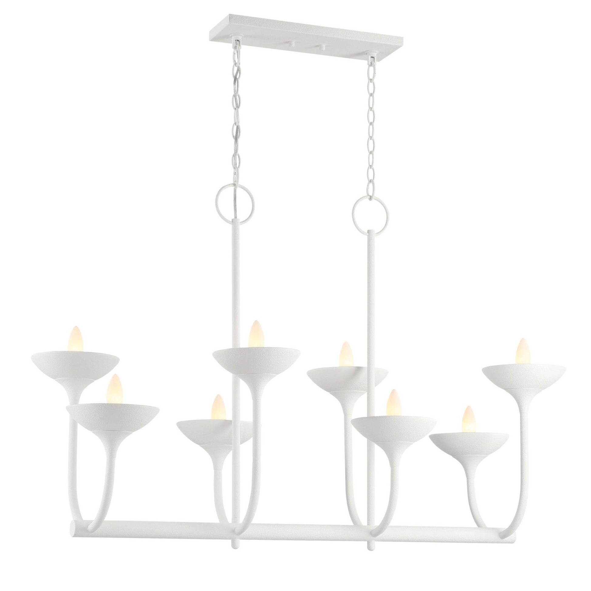 Ryton 43" 8-Light Island Light, Plaster White Finish - Bees Lighting