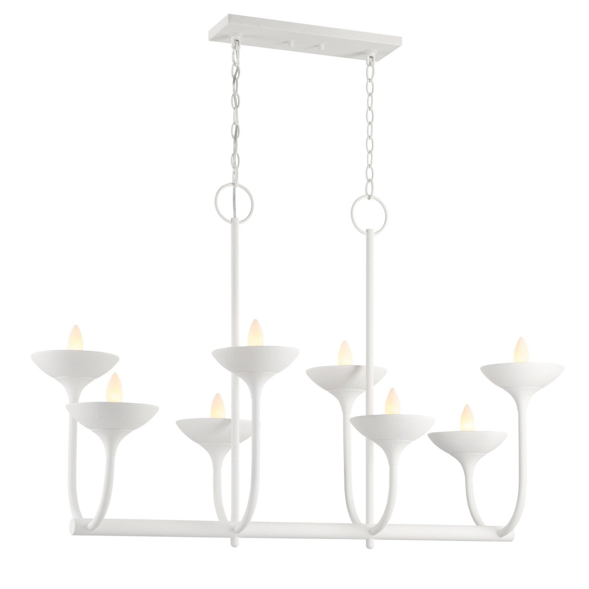 Ryton 43" 8-Light Island Light, Plaster White Finish - Bees Lighting
