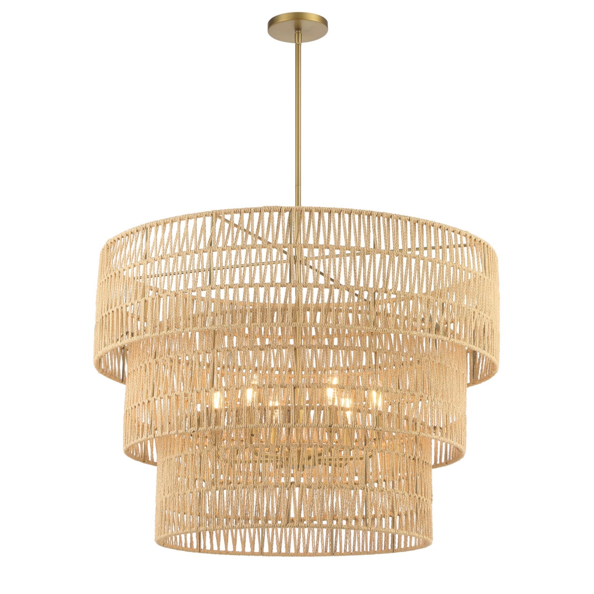 Bungalow Heaven 32 In. 6 Lights Pendant Light Brass Finish