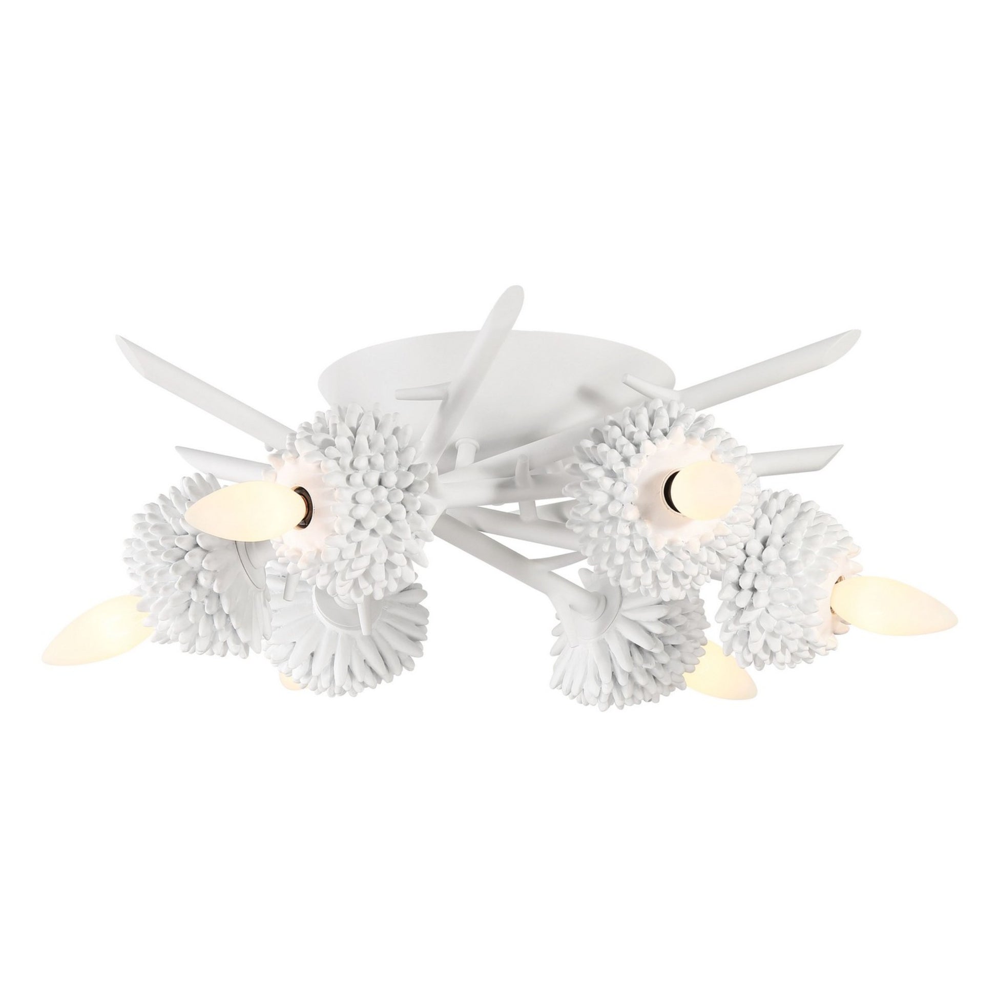 North Fork 19" 6-Light Flush Mount, Sand White Finish - Bees Lighting