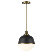Vorey 13" Pendant, Coal & Oxidized Aged Brass Finish - Bees Lighting