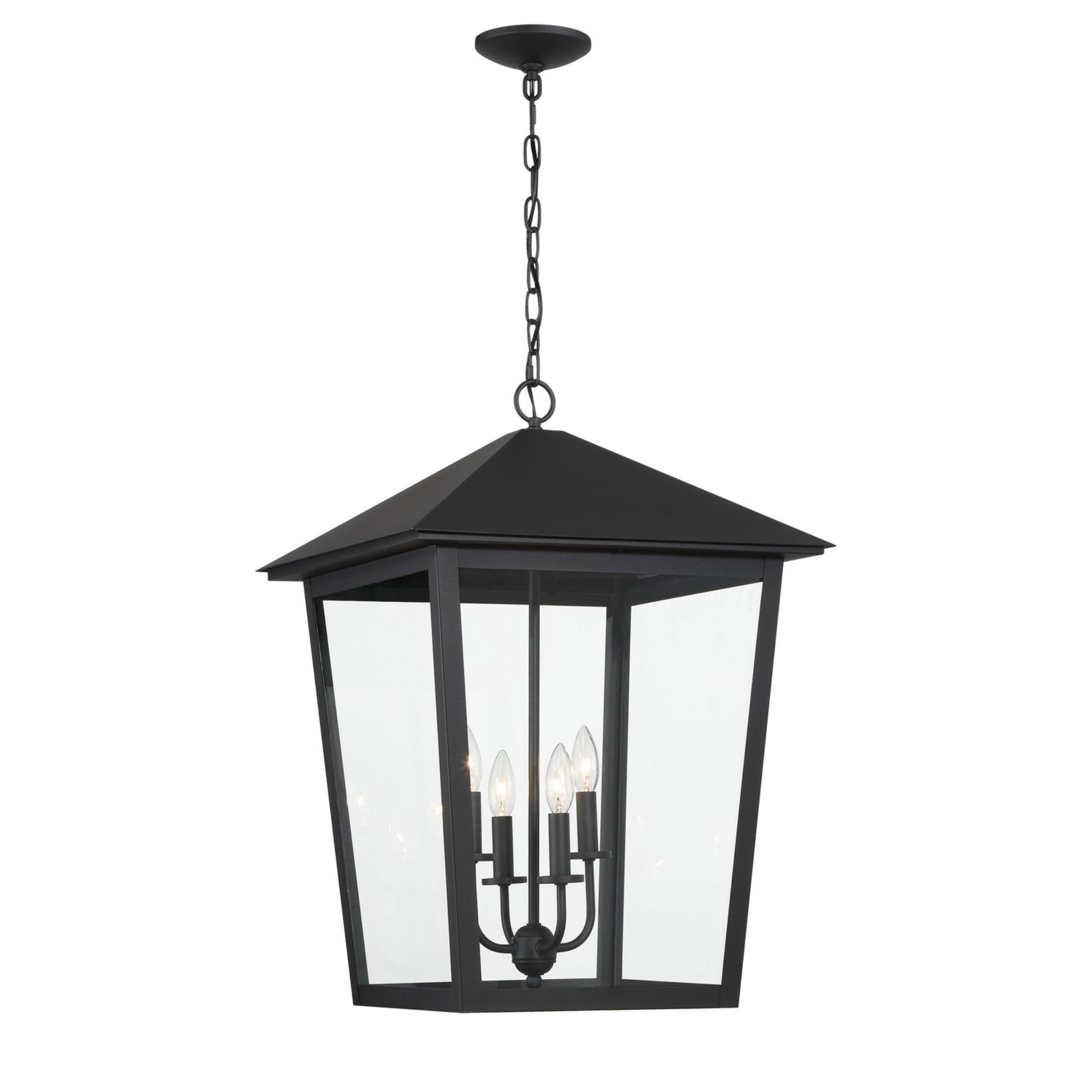 Noble Hill 19" 4-Light Outdoor Hanging Lantern, Sand Coal Finish - Bees Lighting