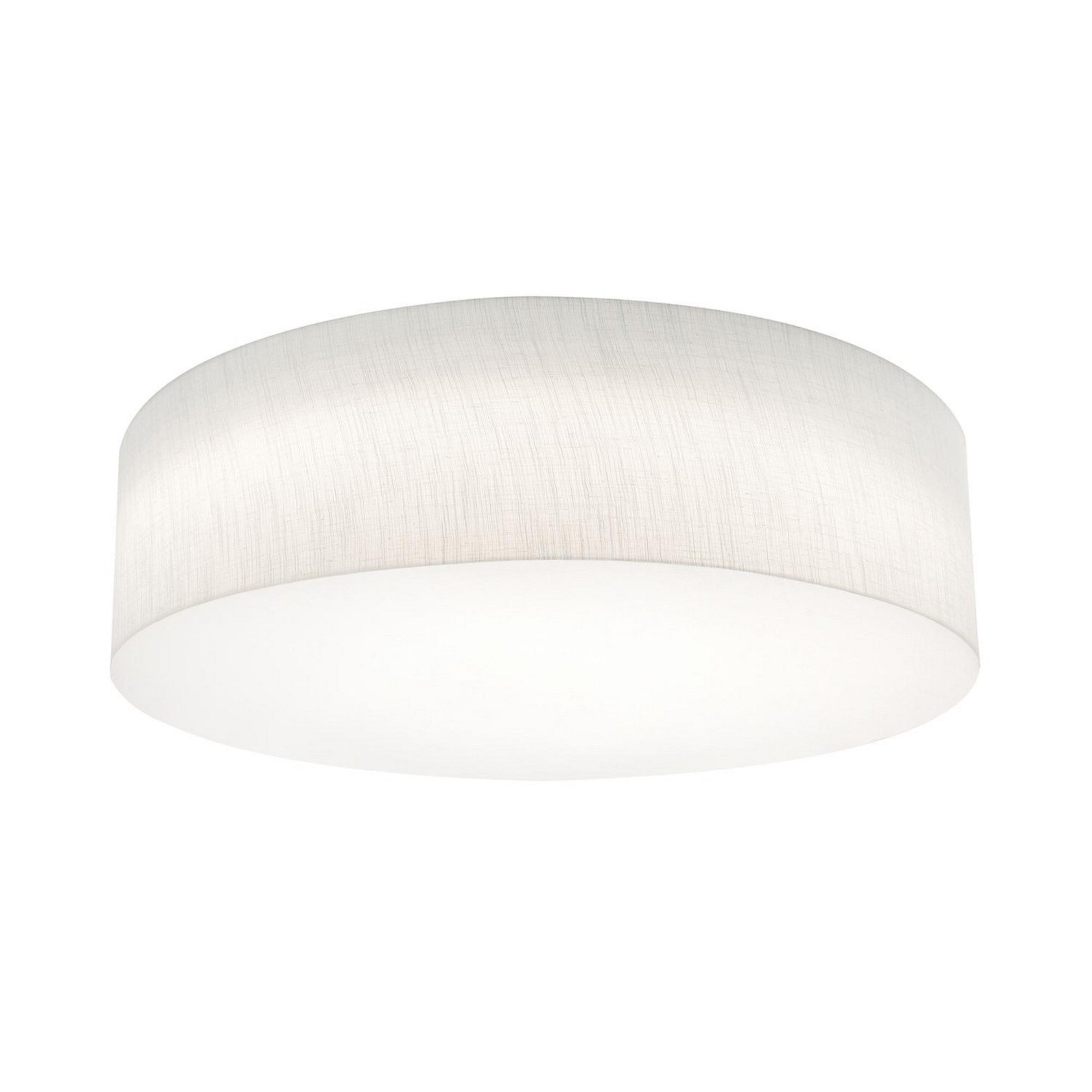 Anton 24" LED Flush Mount, Linen White Finish, Battery Backup - Bees Lighting
