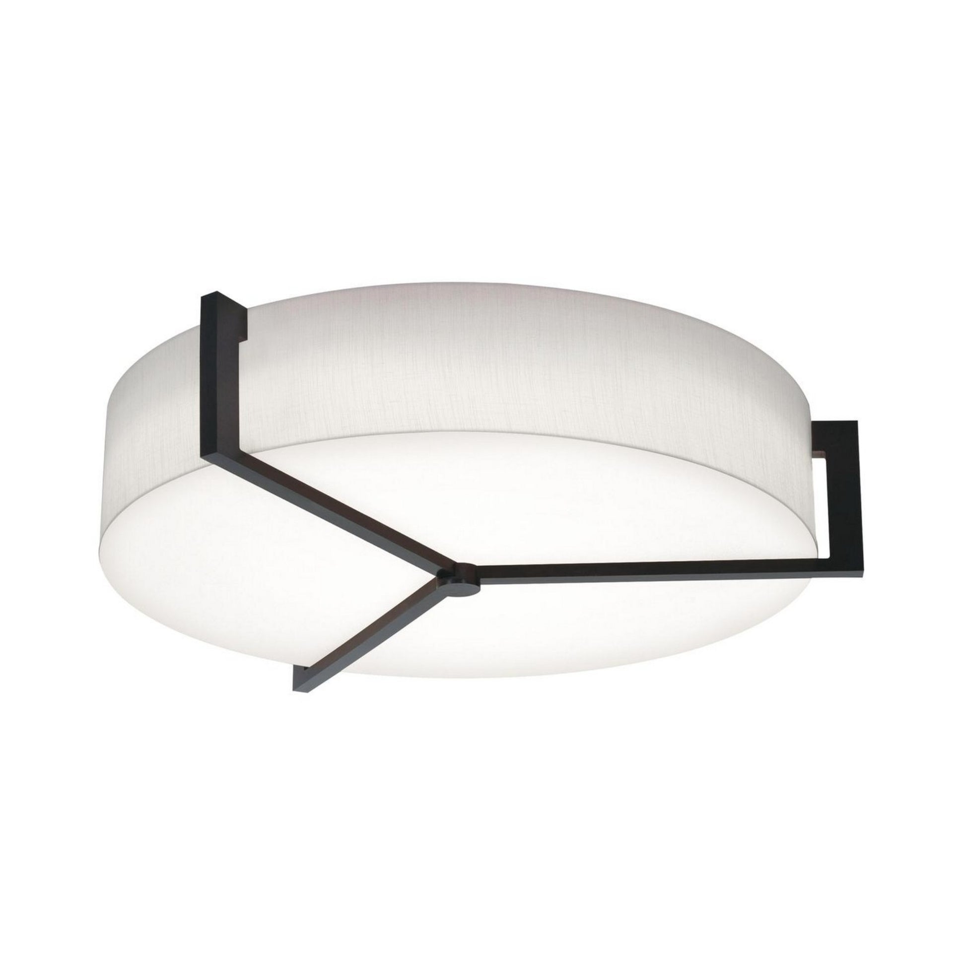 Apex 27" 3-Light Flush Mount, Linen White/Espresso Finish - Bees Lighting
