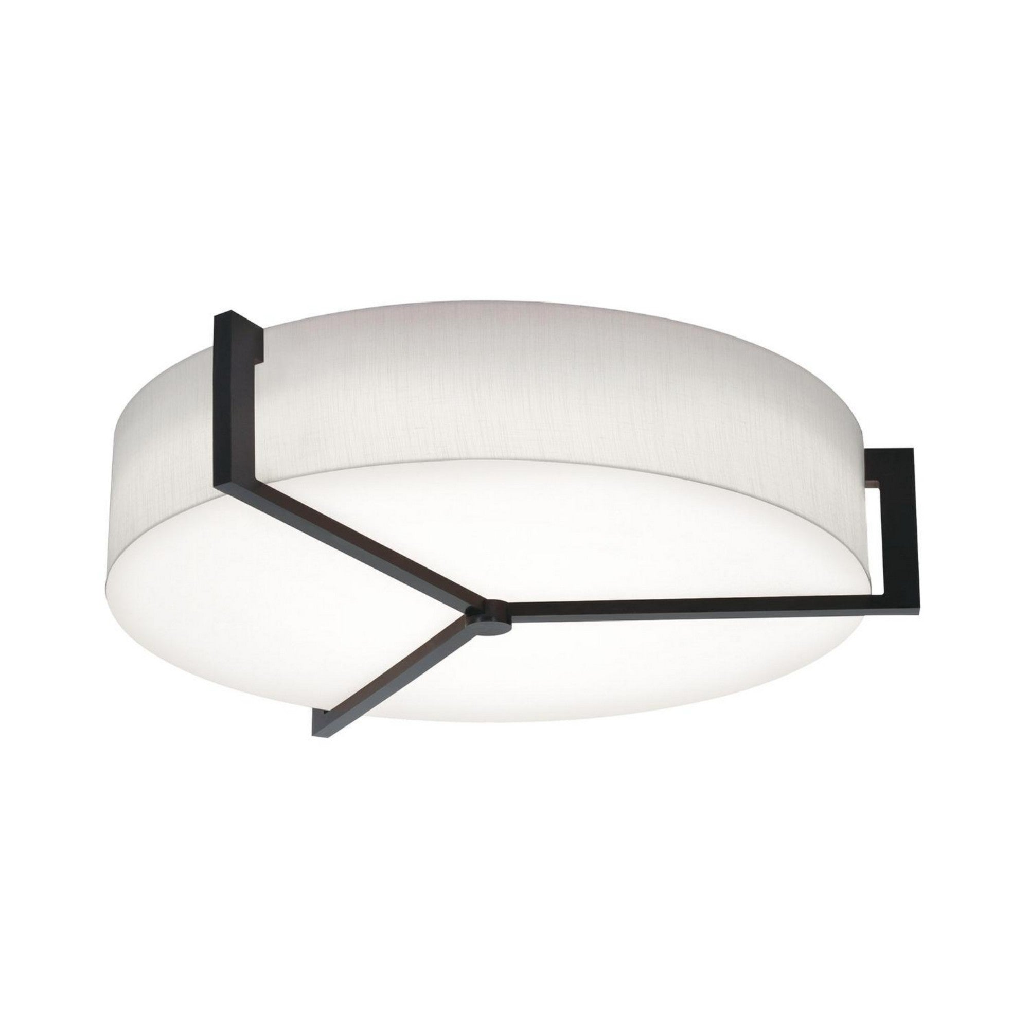 Apex 27" 3-Light Flush Mount, Linen White/Espresso Finish - Bees Lighting