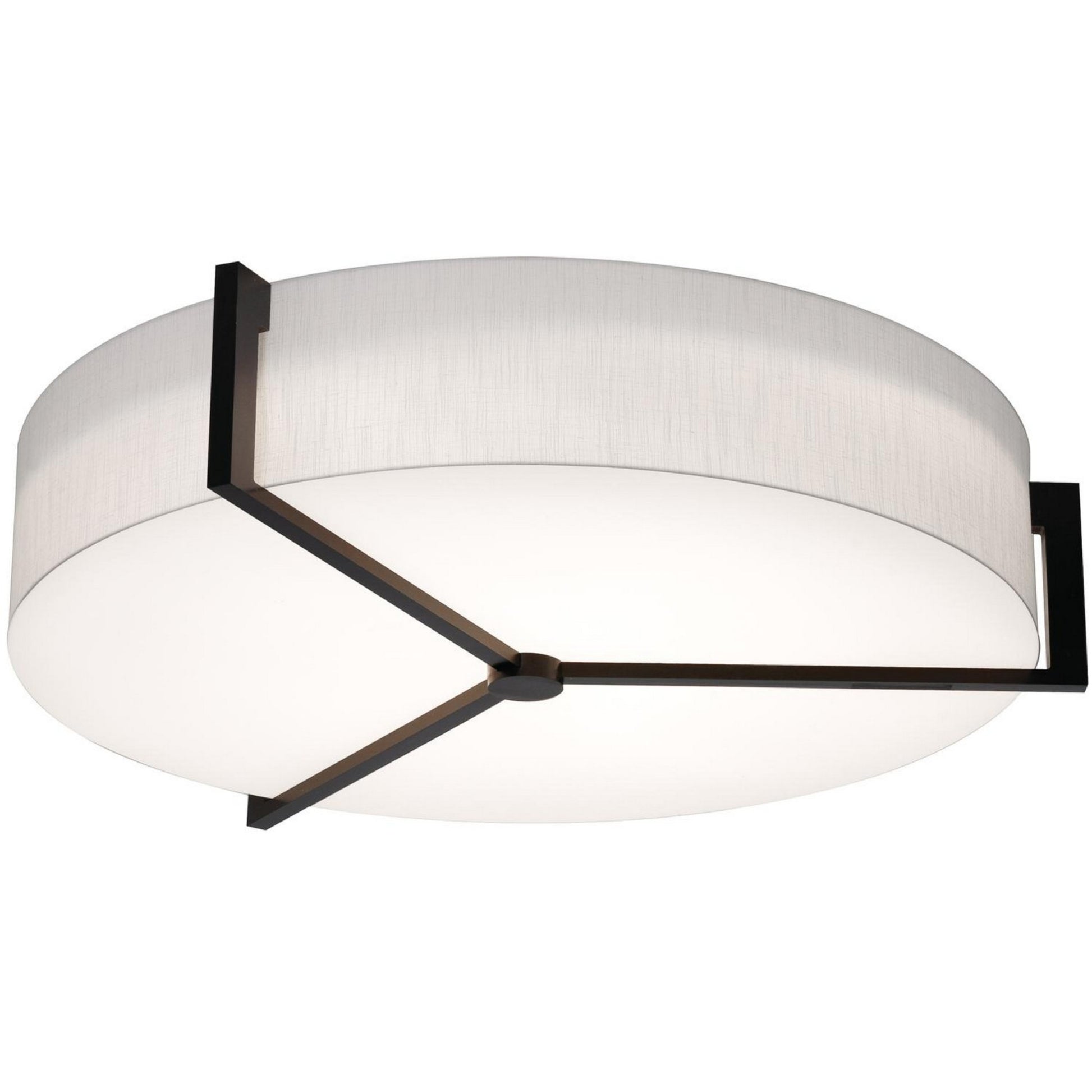 Apex 33" LED Flush Mount, Linen White/Espresso Finish - Bees Lighting
