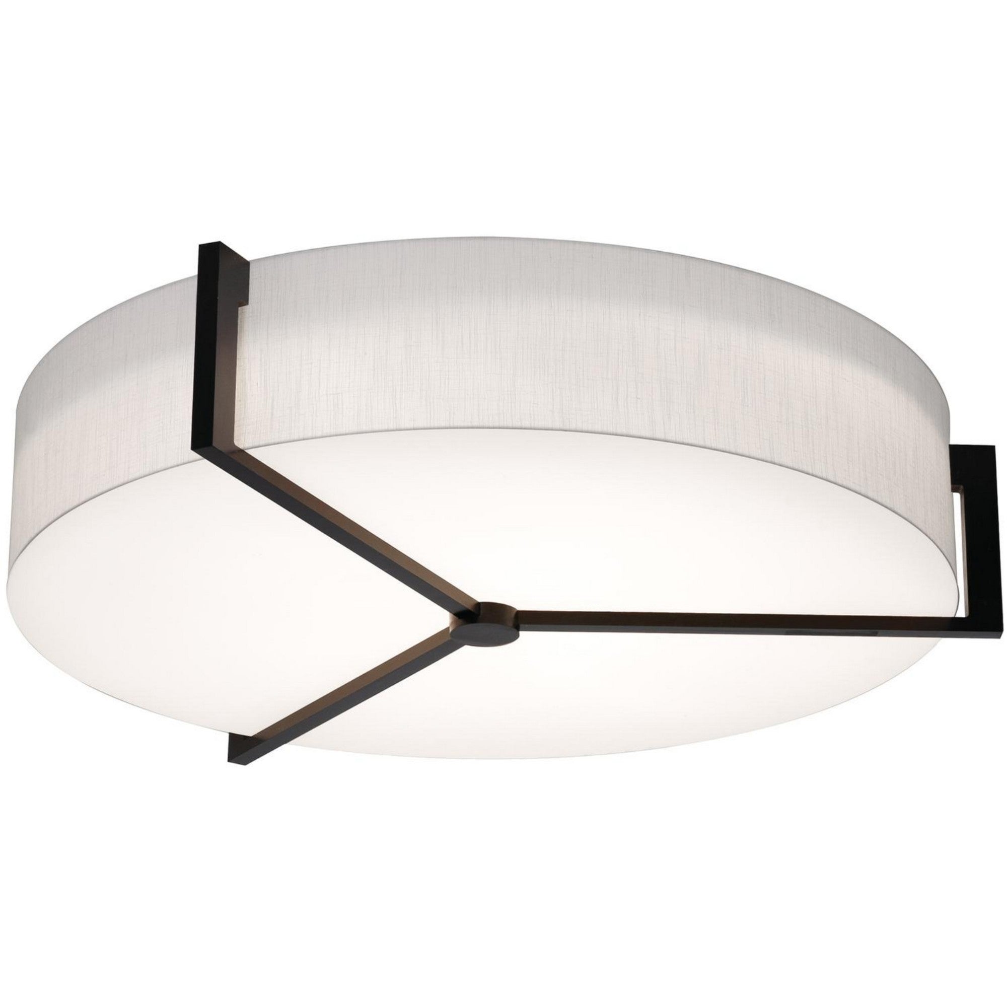 Apex 33" LED Flush Mount, Linen White/Espresso Finish, Motion Sensor - Bees Lighting
