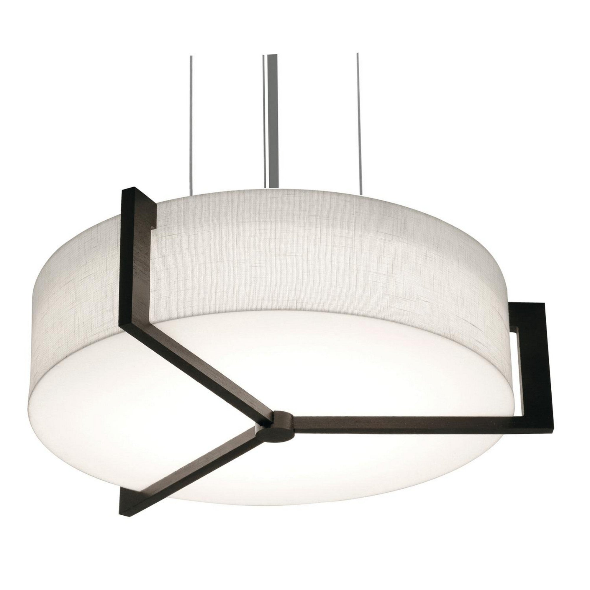 Apex 14" 2-Light Pendant, Linen White & Espresso Shade - Bees Lighting