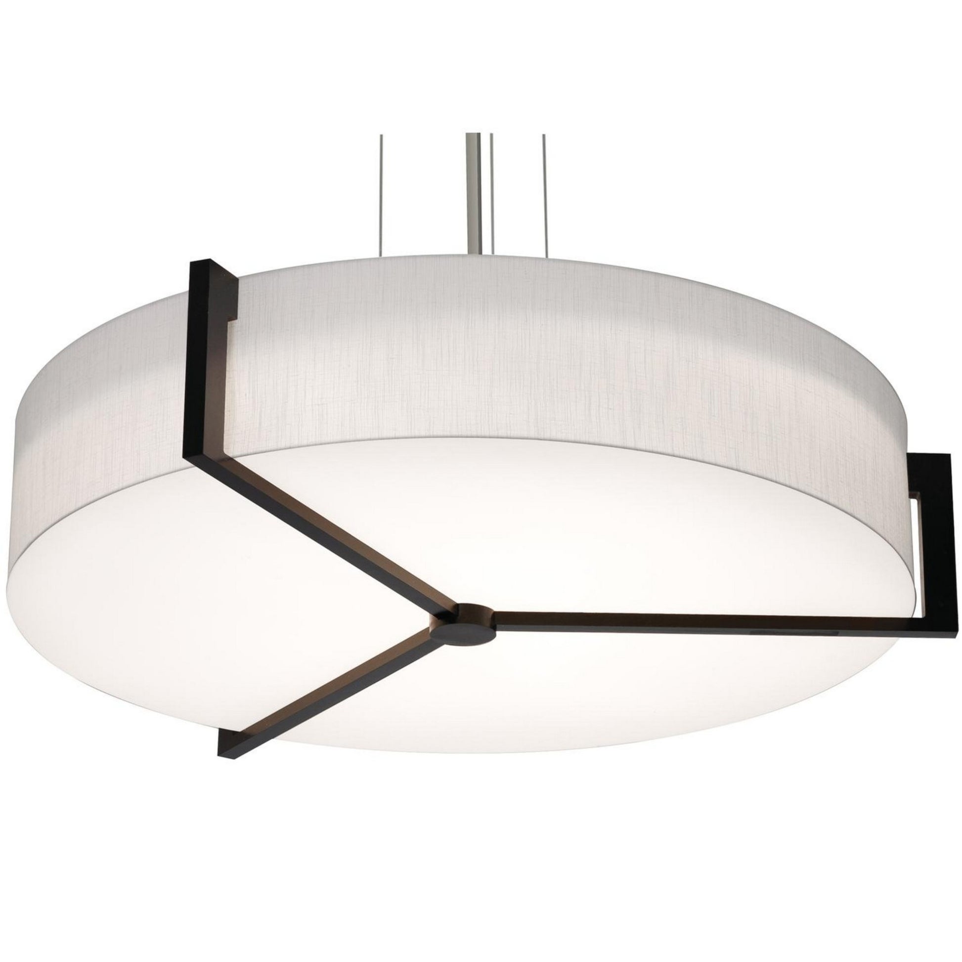 Apex 33" LED Pendant, Linen White & Espresso Shade - Bees Lighting