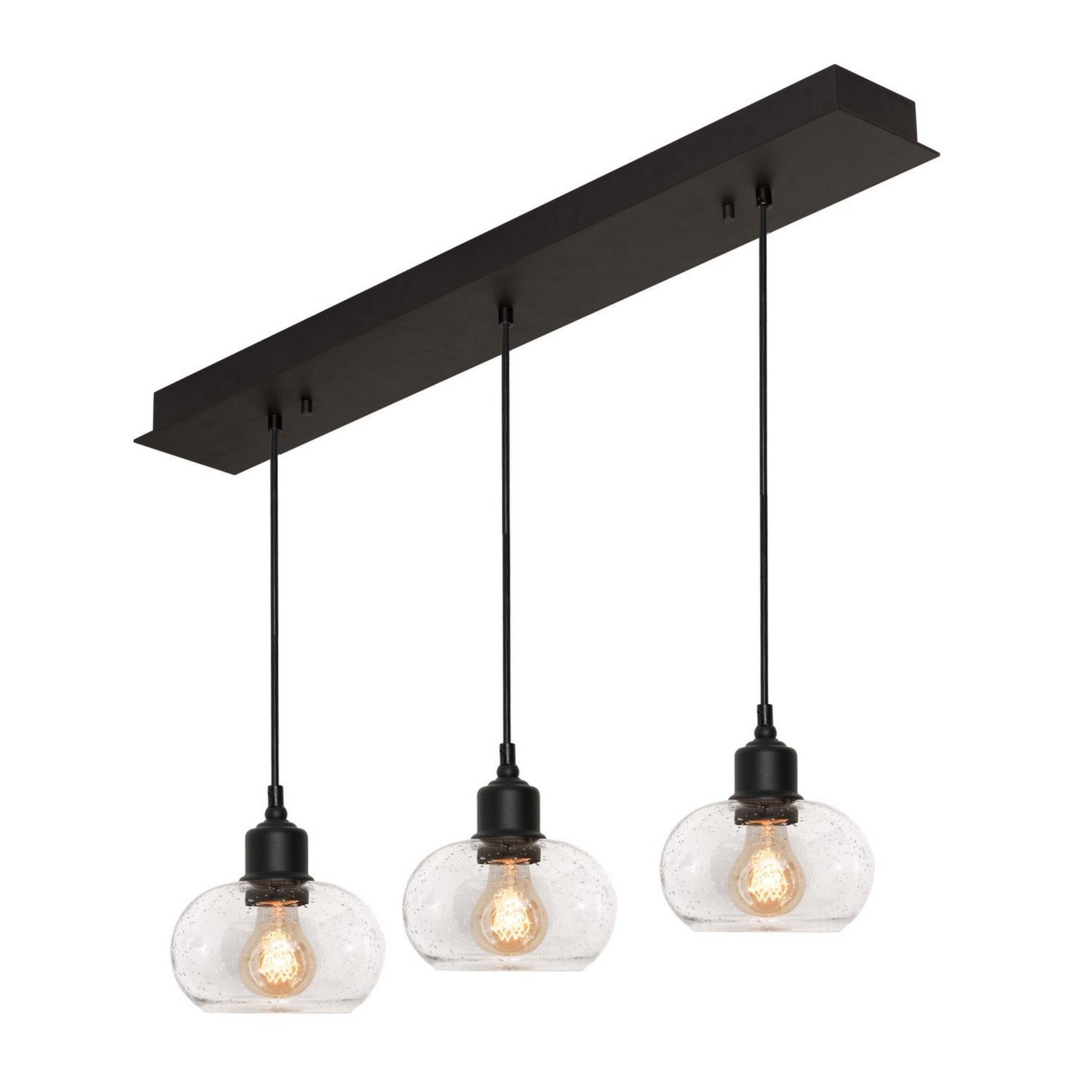 Laney 36" 3-Light Linear Pendant, Black Finish - Bees Lighting