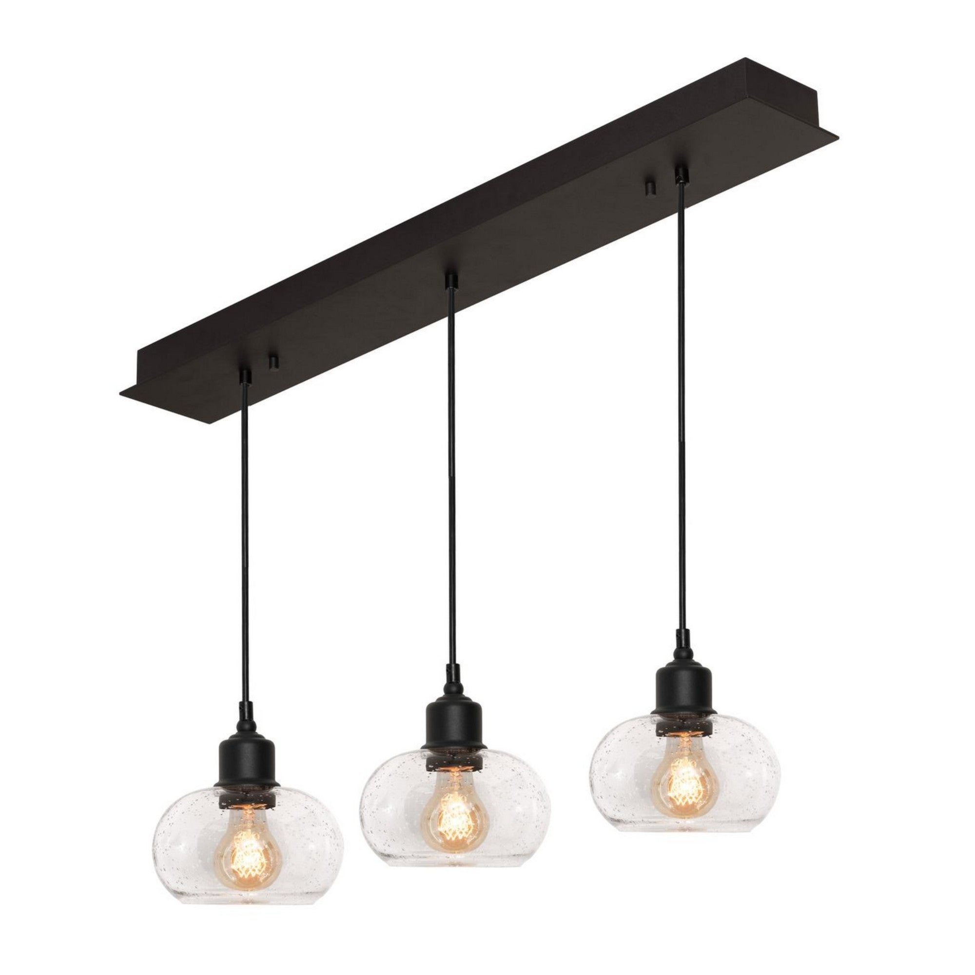 Laney 36" 3-Light Linear Pendant, Black Finish - Bees Lighting