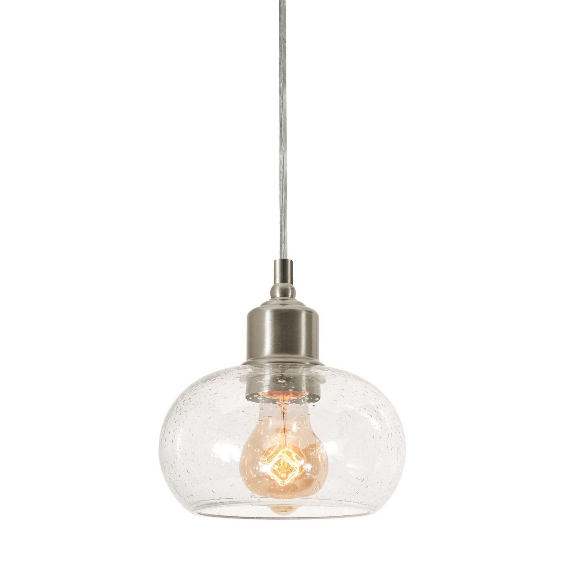 Laney 7" Mini Pendant, Satin Nickel Finish - Bees Lighting