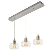 Laney 36" 3-Light Linear Pendant, Satin Nickel Finish - Bees Lighting