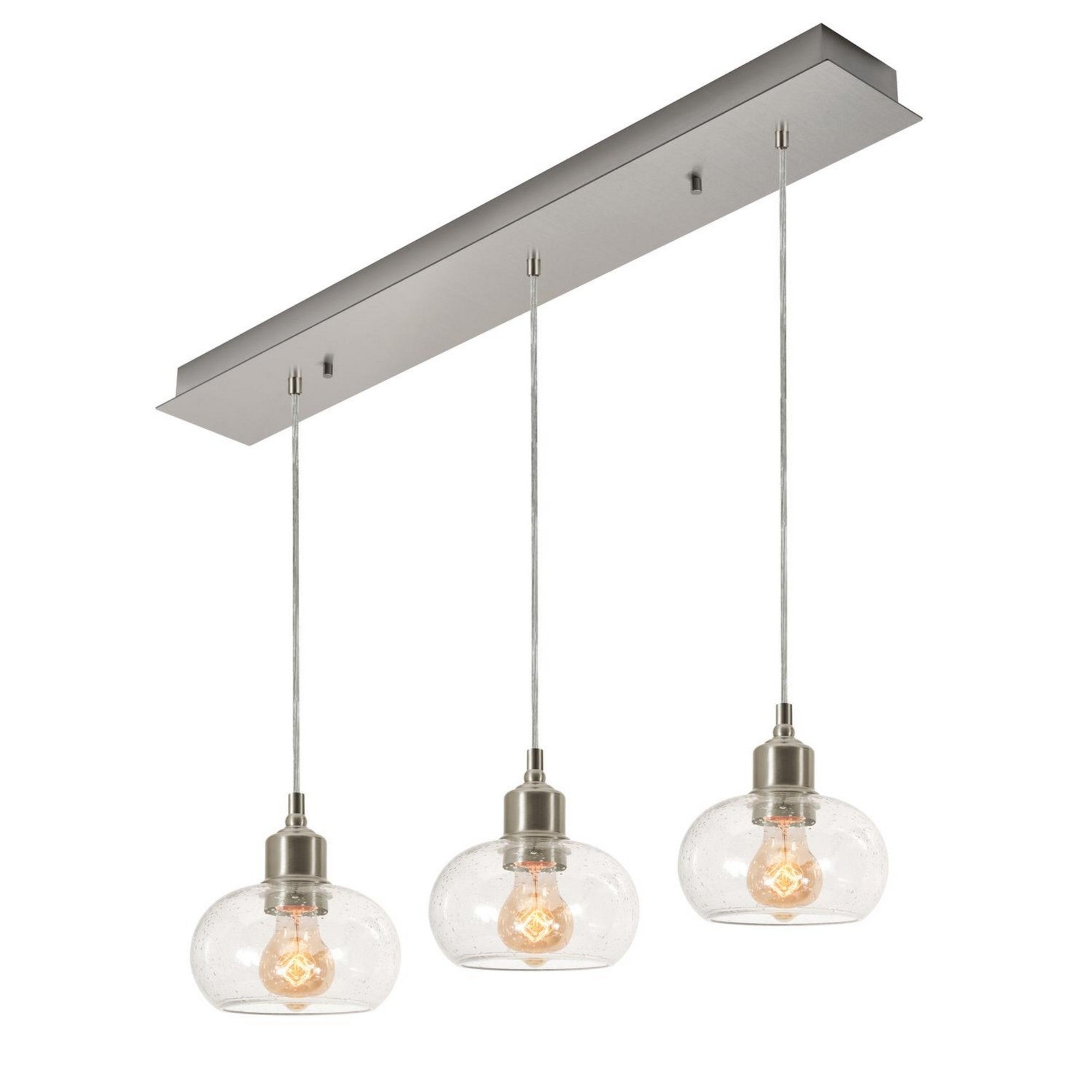 Laney 36" 3-Light Linear Pendant, Satin Nickel Finish - Bees Lighting