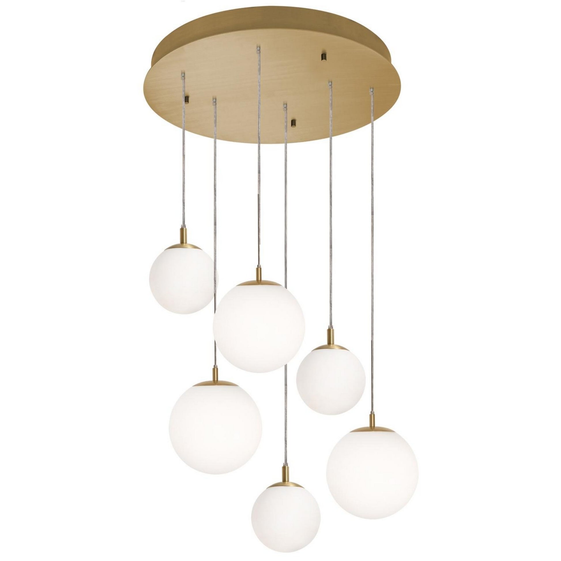 Loretto 27" 6-Light Multi-Port Pendant, Satin Brass Finish - Bees Lighting