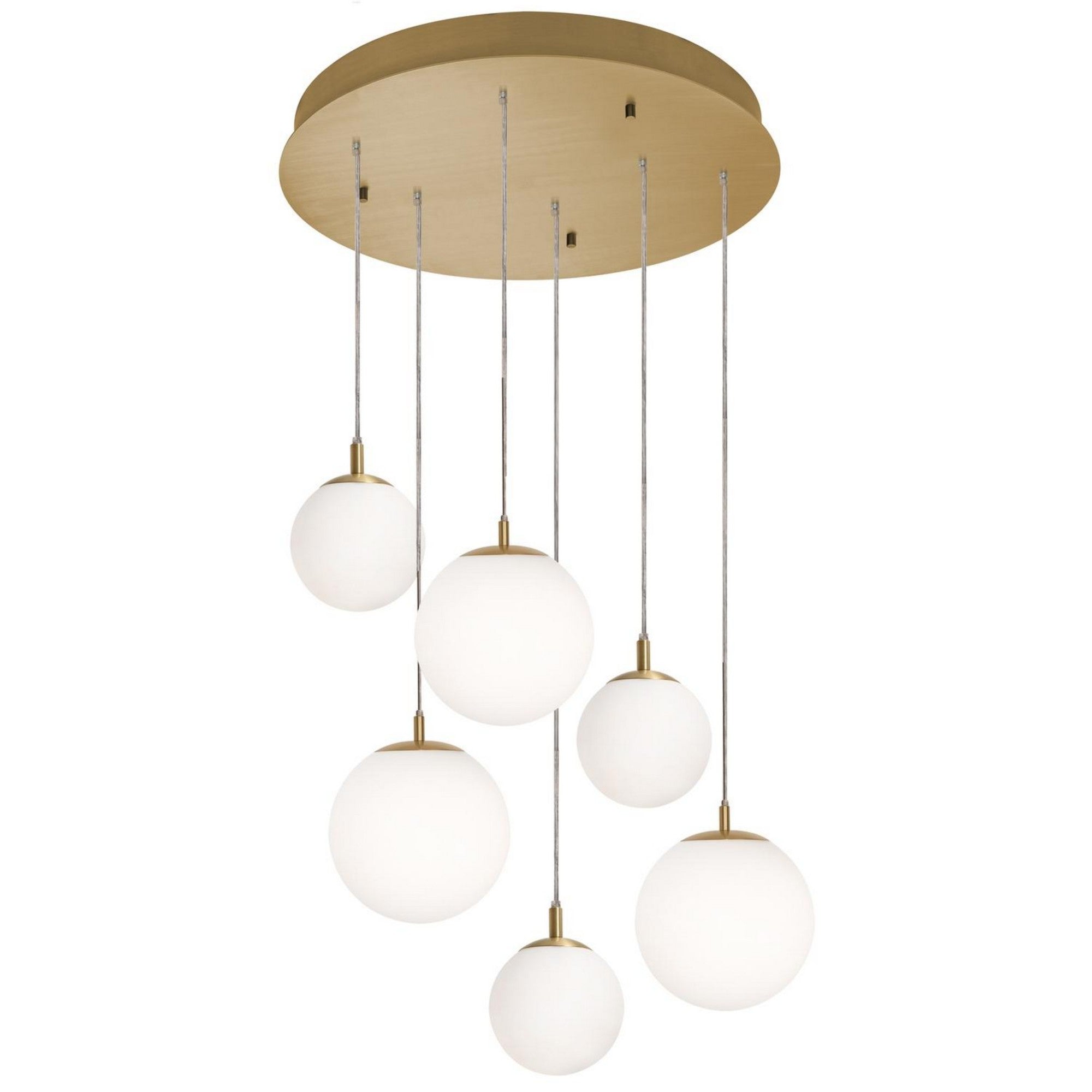 Loretto 27" 6-Light Multi-Port Pendant, Satin Brass Finish - Bees Lighting