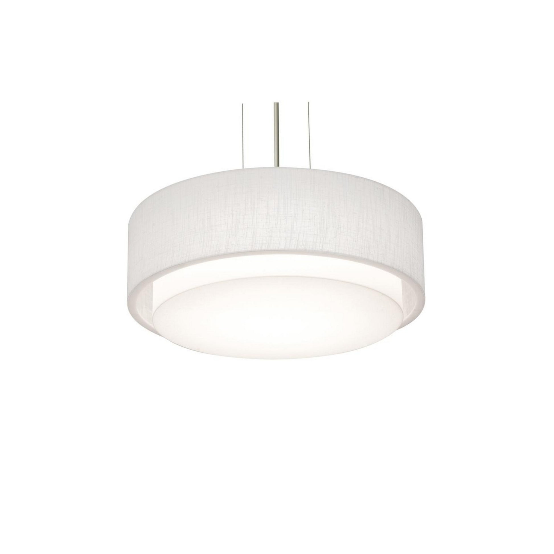 Sanibel 16" 2-Light Pendant, Satin Nickel & Linen White Shade - Bees Lighting