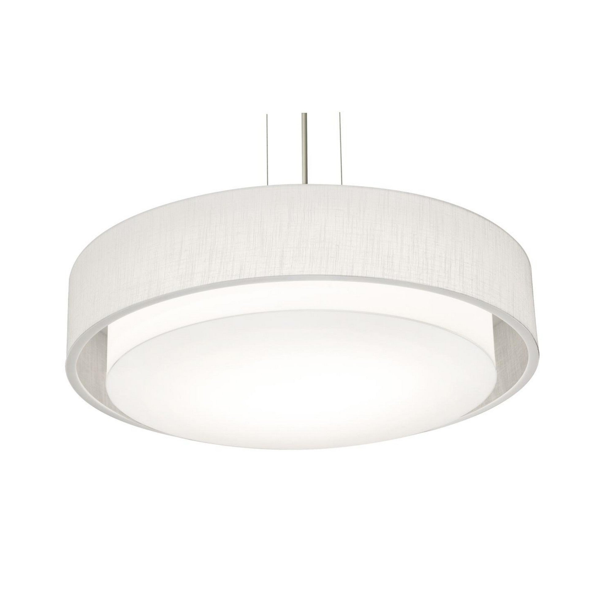 Sanibel 23" 3-Light Pendant, Satin Nickel & Linen White Shade - Bees Lighting