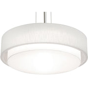 Sanibel 32" LED Pendant, Satin Nickel & Linen White Shade - Bees Lighting