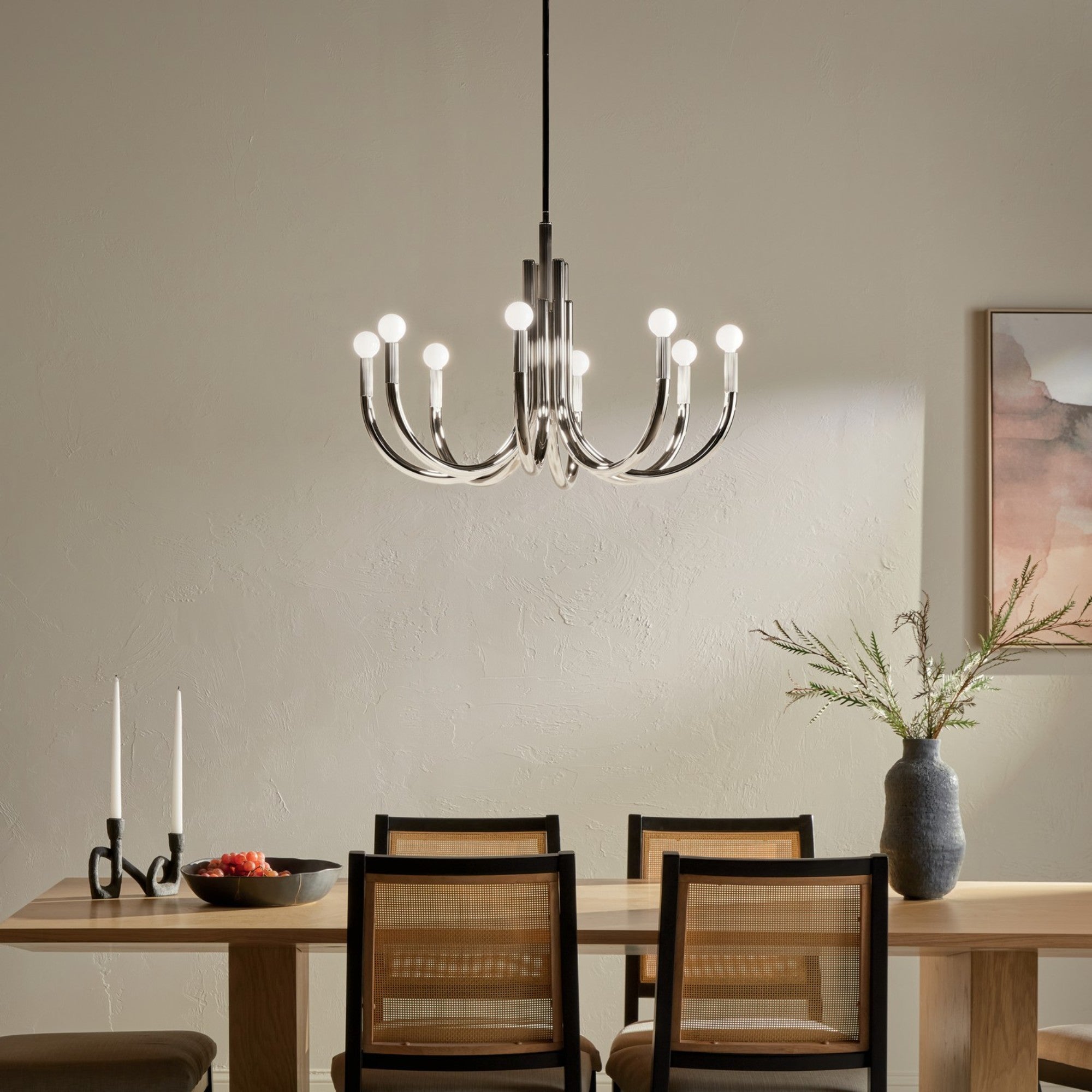 Odensa 29" 8-Light Chandelier, Polished Nickel Finish - Bees Lighting