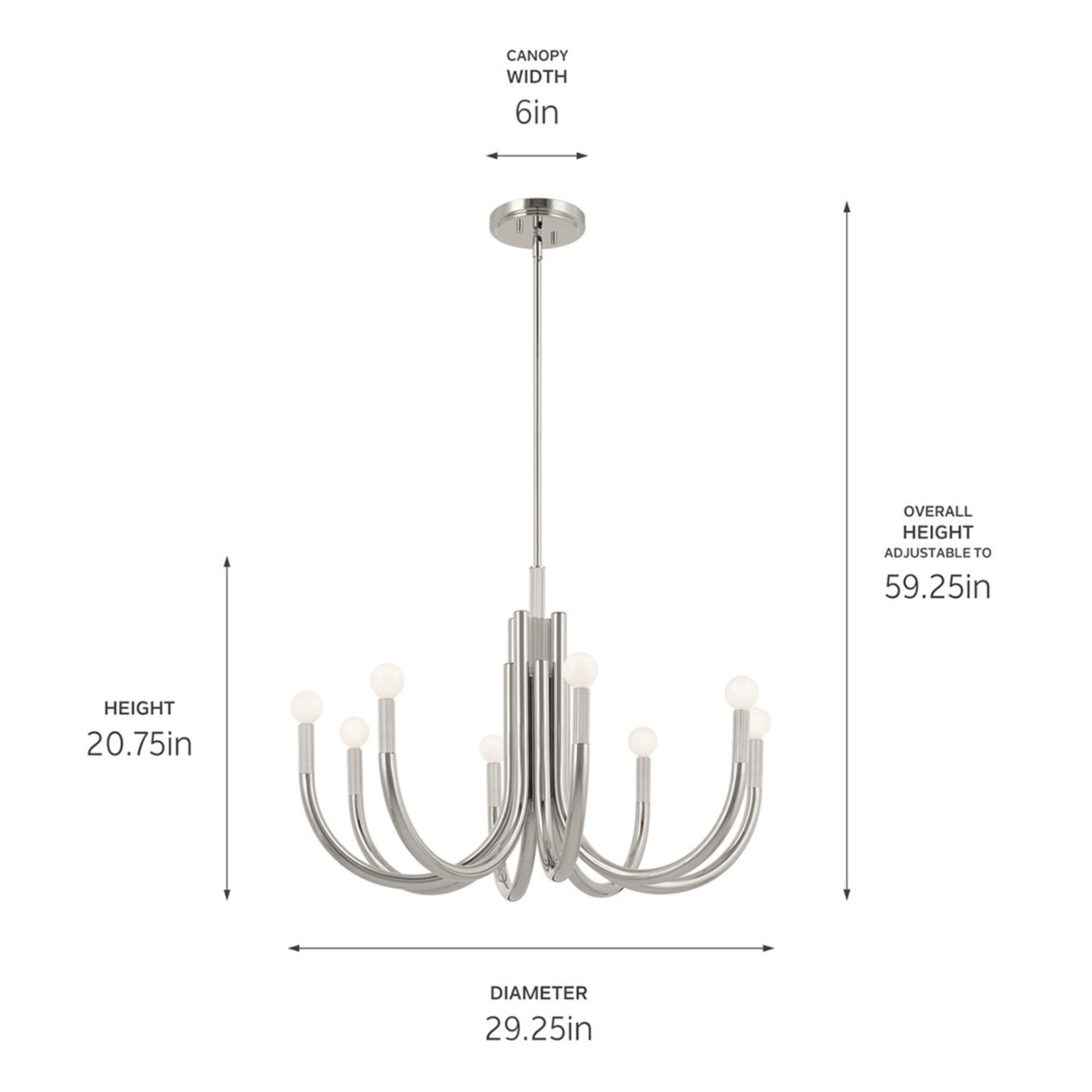 Odensa 29" 8-Light Chandelier, Polished Nickel Finish - Bees Lighting