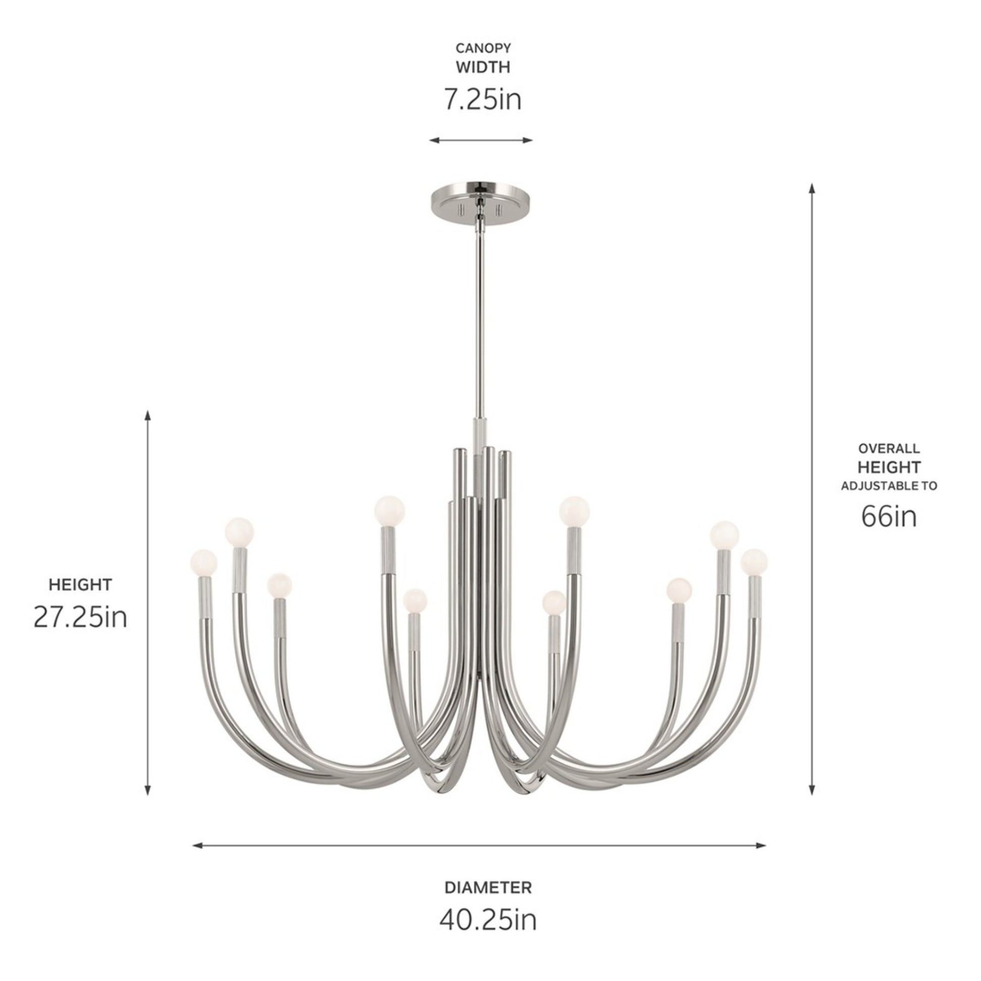 Odensa 40" 10-Light Chandelier, Polished Nickel Finish - Bees Lighting
