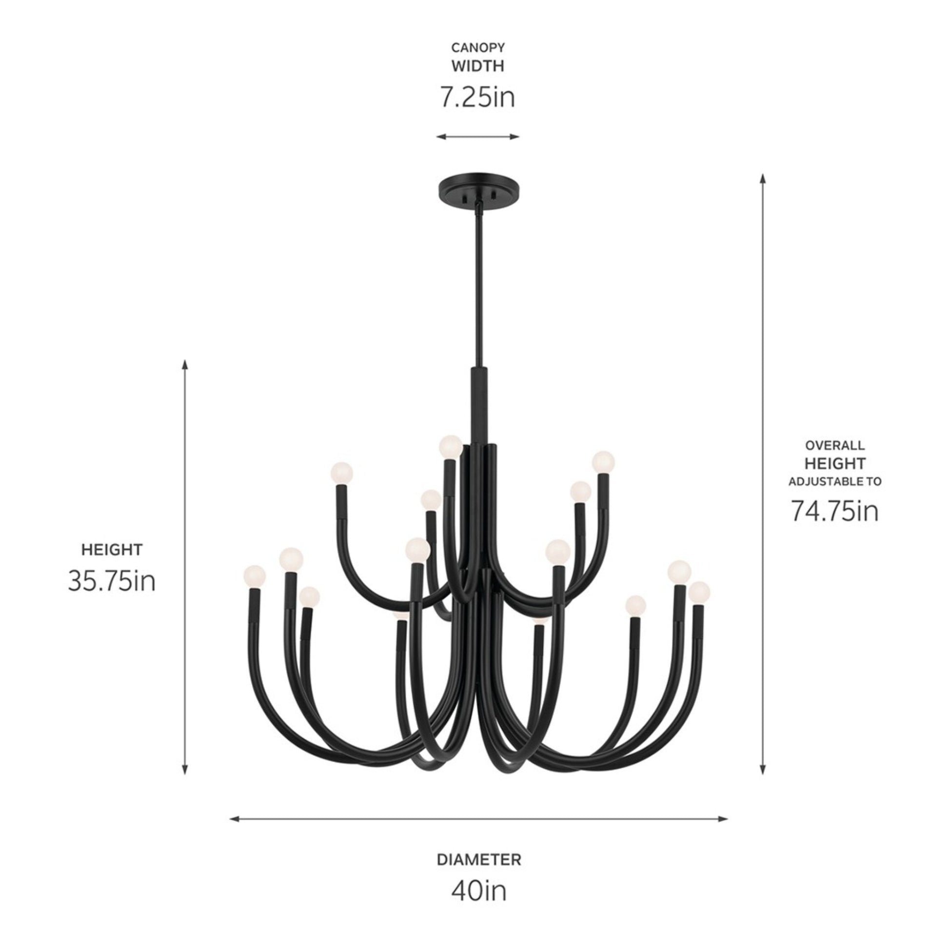 Odensa 40" 15 Light Chandelier, Black Finish - Bees Lighting