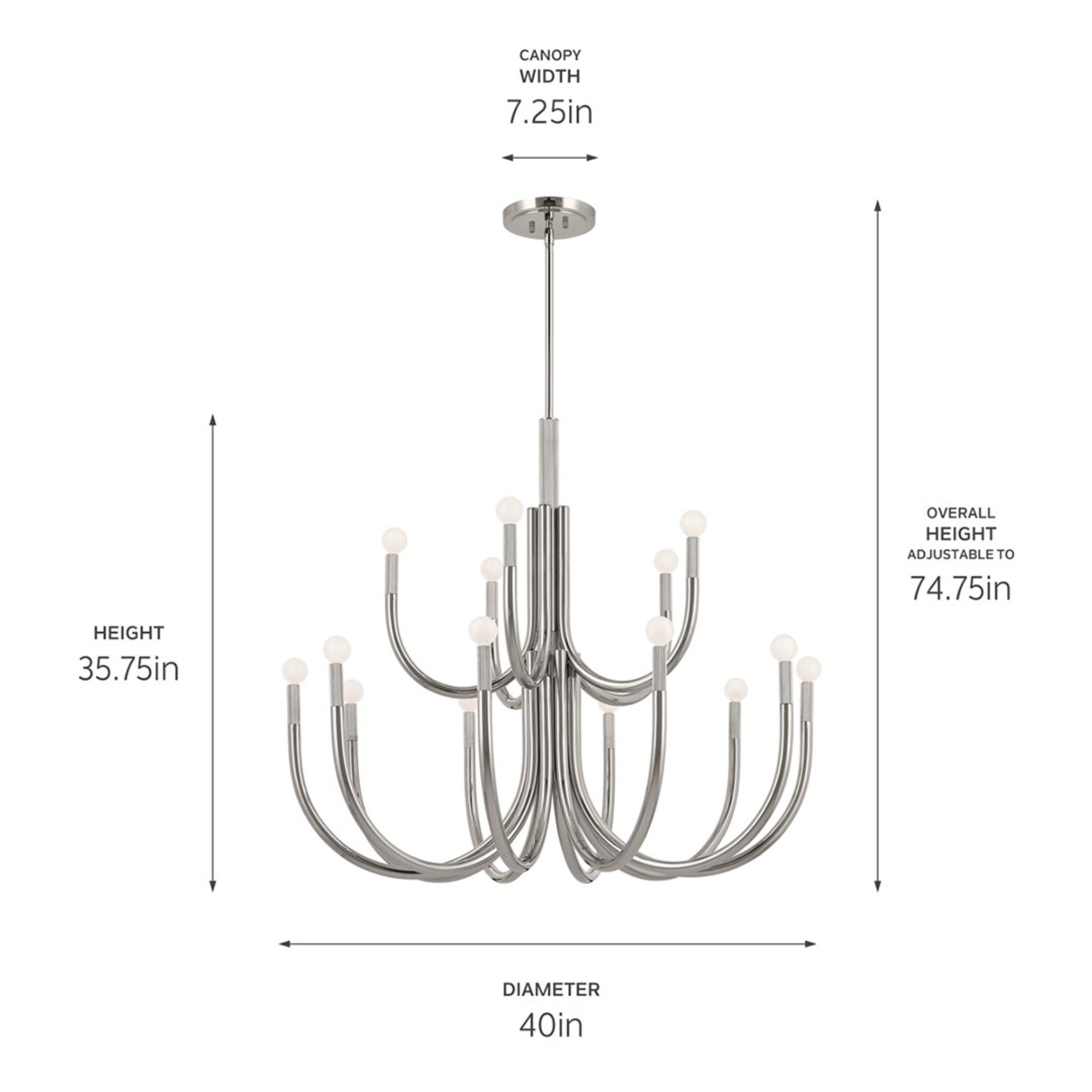 Odensa 40" 15 Light Chandelier, Polished Nickel Finish - Bees Lighting
