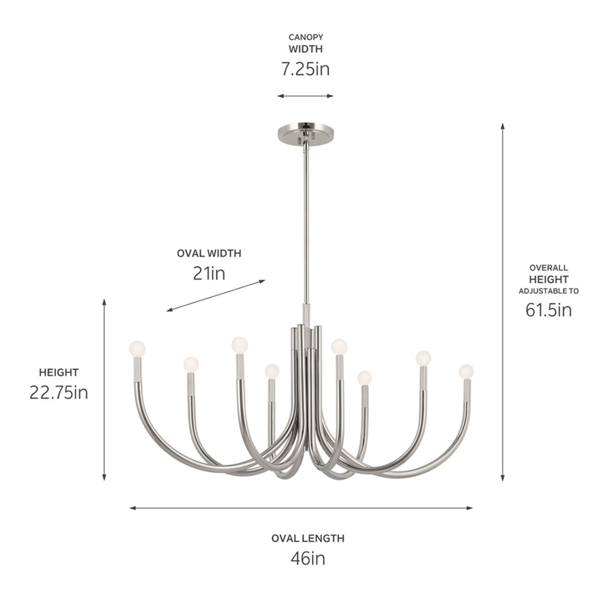 Odensa 46" 8-Light Chandelier, Polished Nickel Finish - Bees Lighting