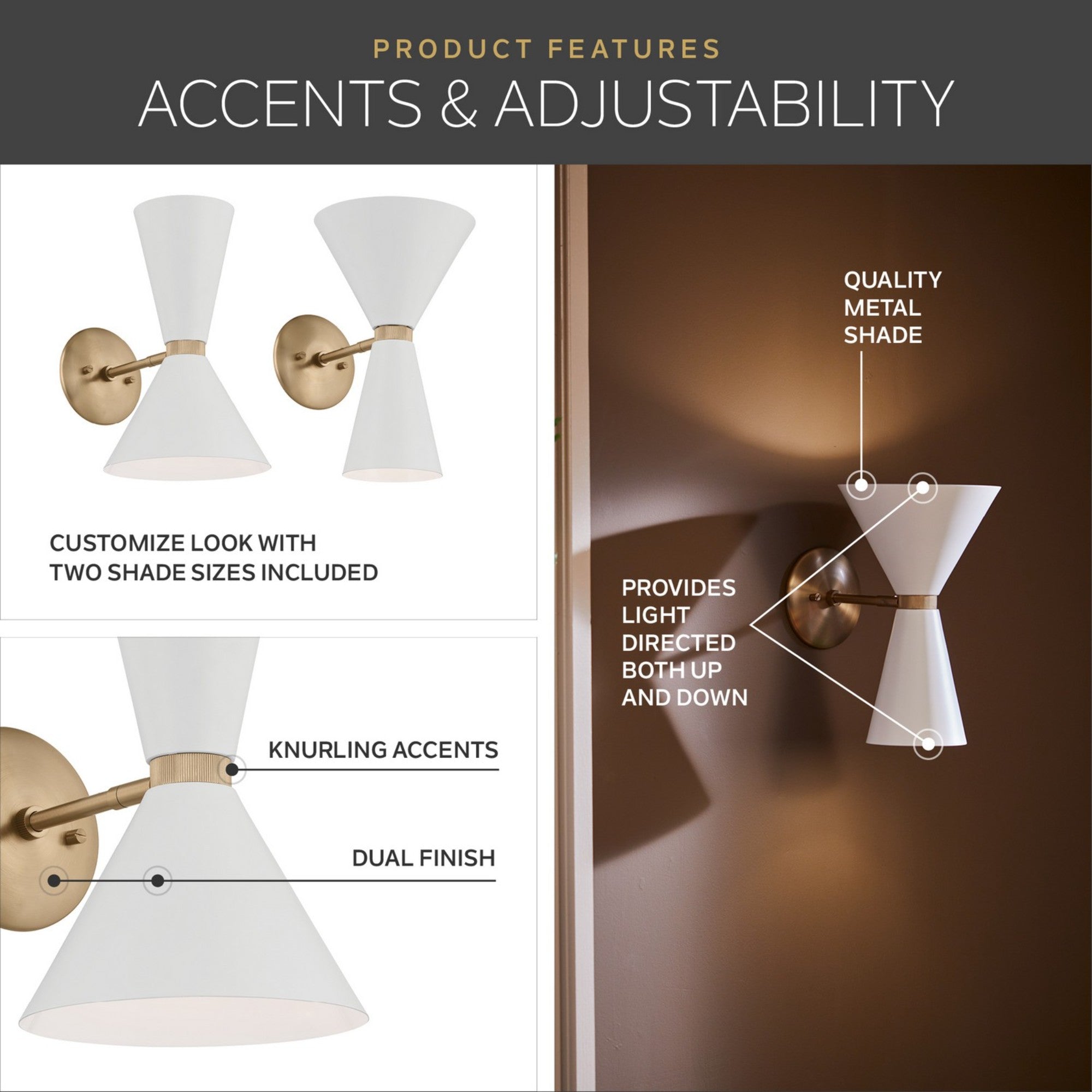 Phix 14" 2-Light Wall Sconce, Champagne Bronze Finish & White Finish - Bees Lighting