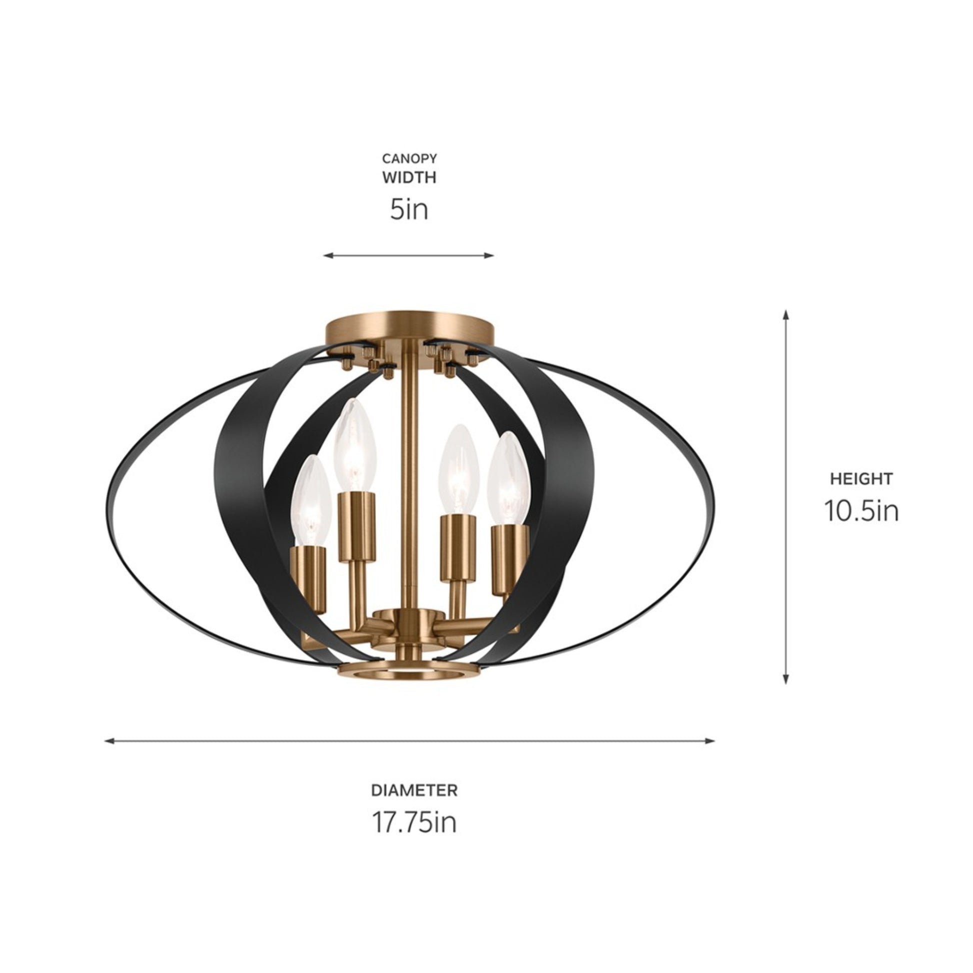 Cecil 18" 4-Light Flush Mount, Champagne Bronze & Black Finish - Bees Lighting