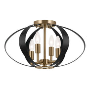 Cecil 18" 4-Light Flush Mount, Champagne Bronze & Black Finish - Bees Lighting