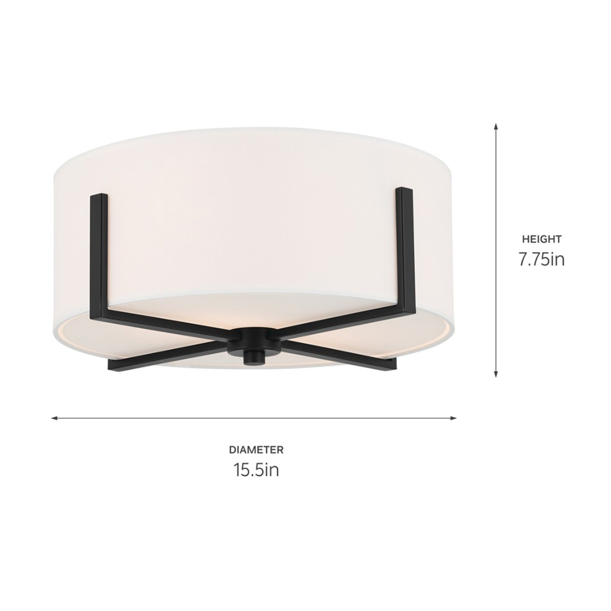 Malen 16" 2-Light Flush Mount, Black Finish - Bees Lighting