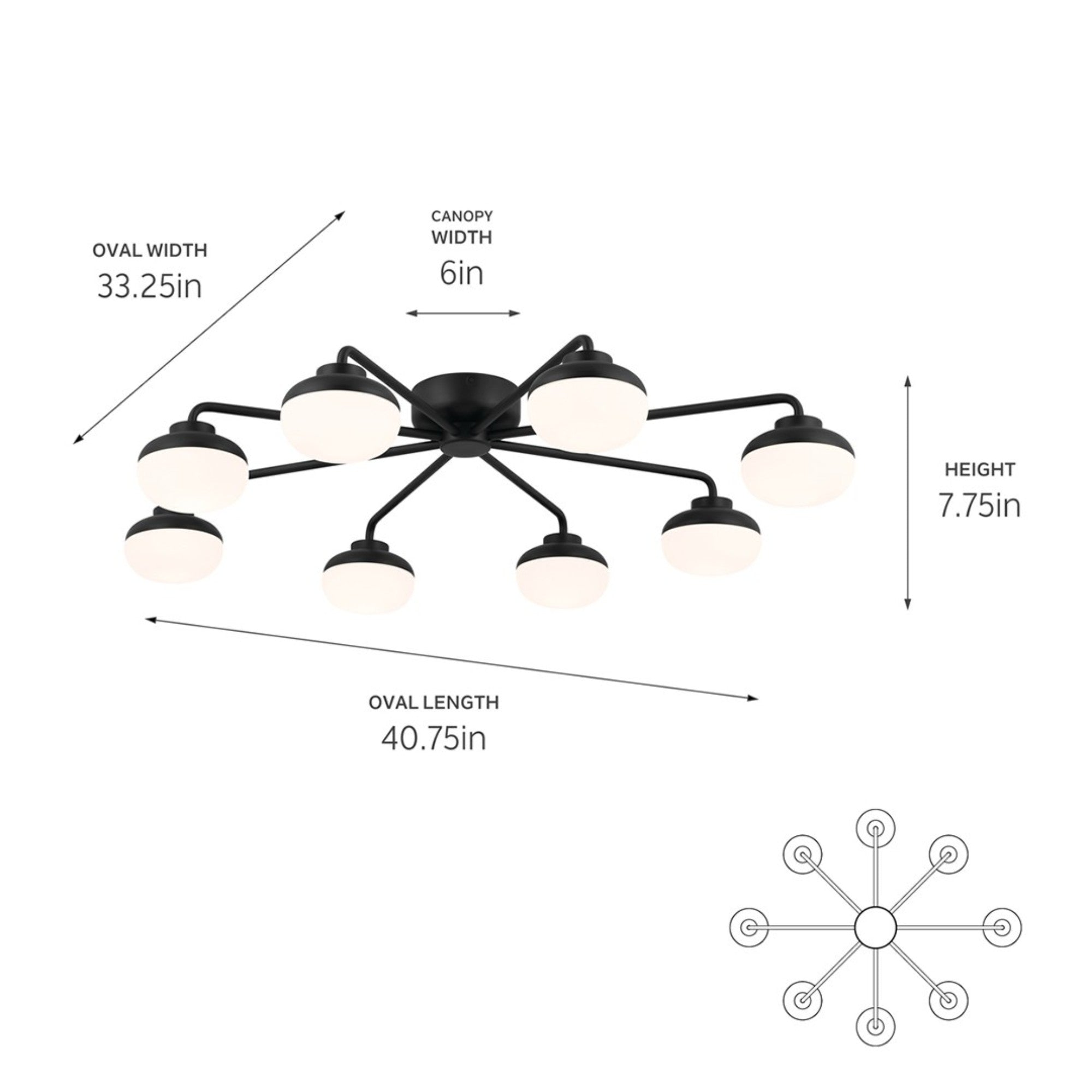 Remy 41" LED Semi-Flush Mount, Black Finish - Bees Lighting