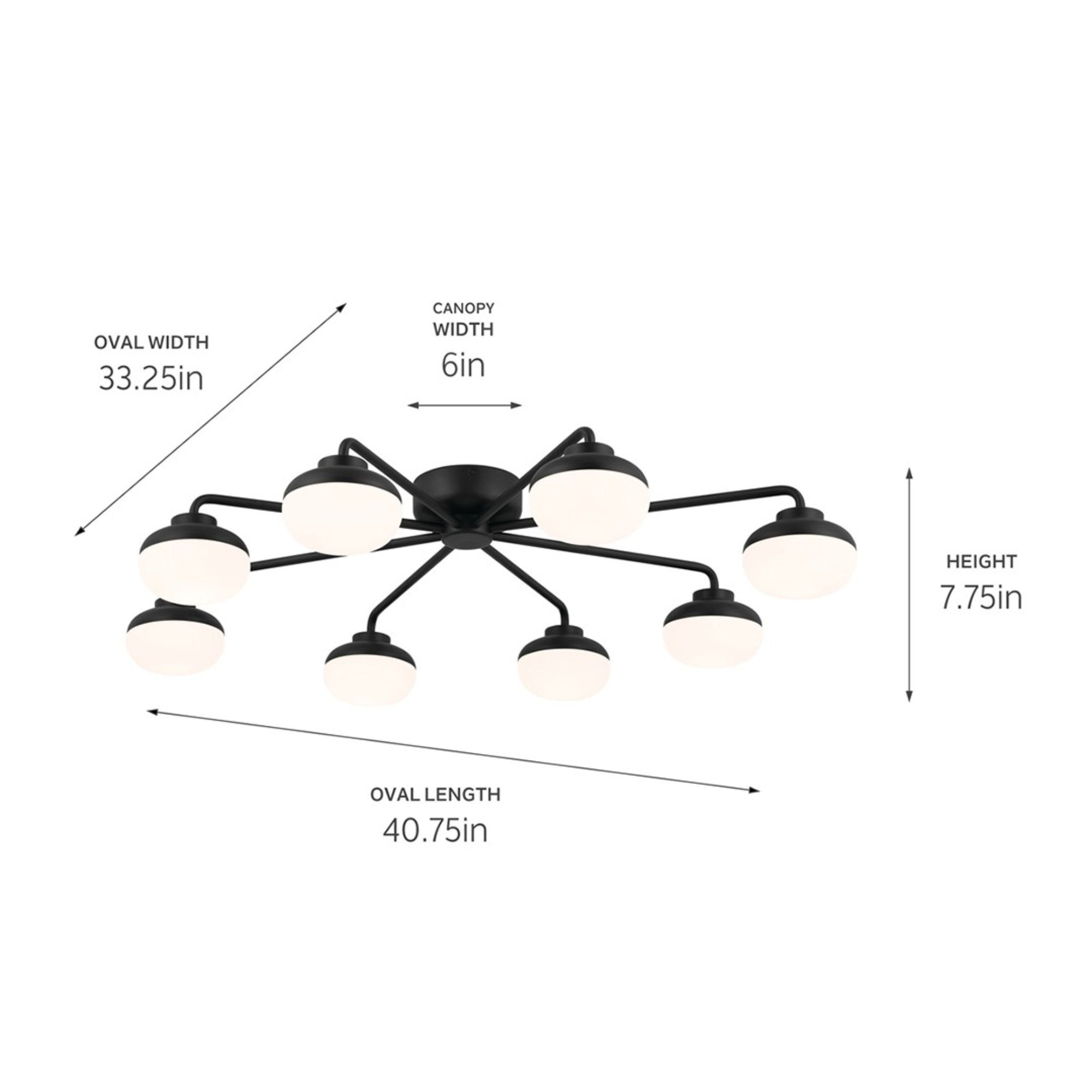 Remy 41" LED Semi-Flush Mount, Black Finish - Bees Lighting