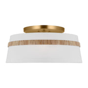 Cordtlandt 19" 3-Light Large Semi Flush Mount, Rattan Finish - Bees Lighting