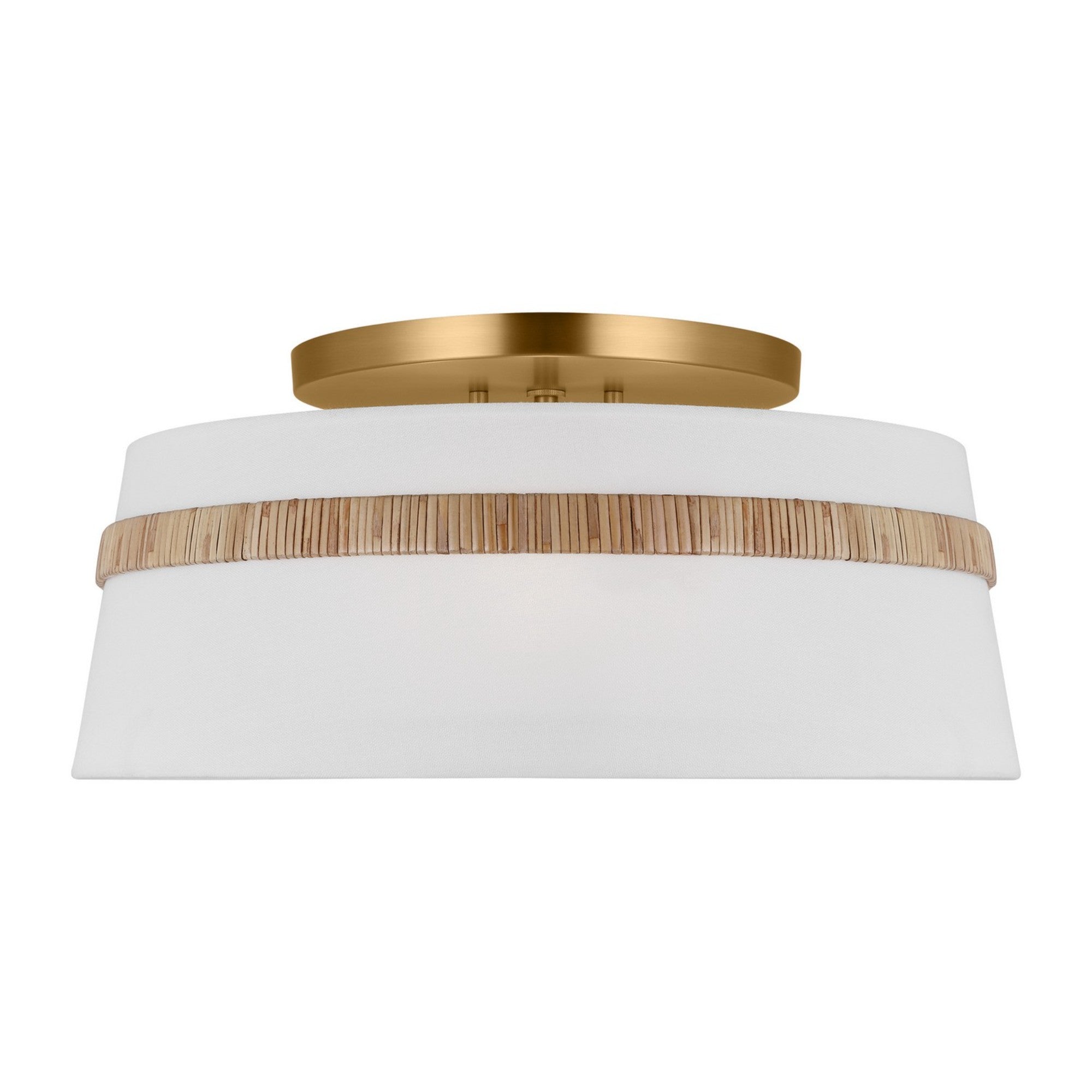 Cordtlandt 19" 3-Light Large Semi Flush Mount, Rattan Finish - Bees Lighting