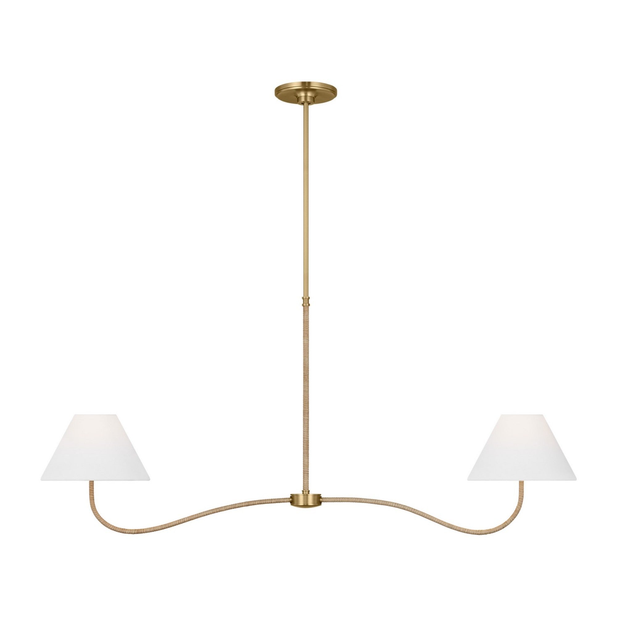Laguna 52" 2-Light Large Linear Chandelier, Burnished Brass Finish - Bees Lighting