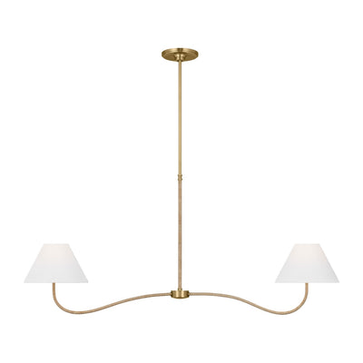 Laguna 52" 2-Light Large Linear Chandelier, Burnished Brass Finish