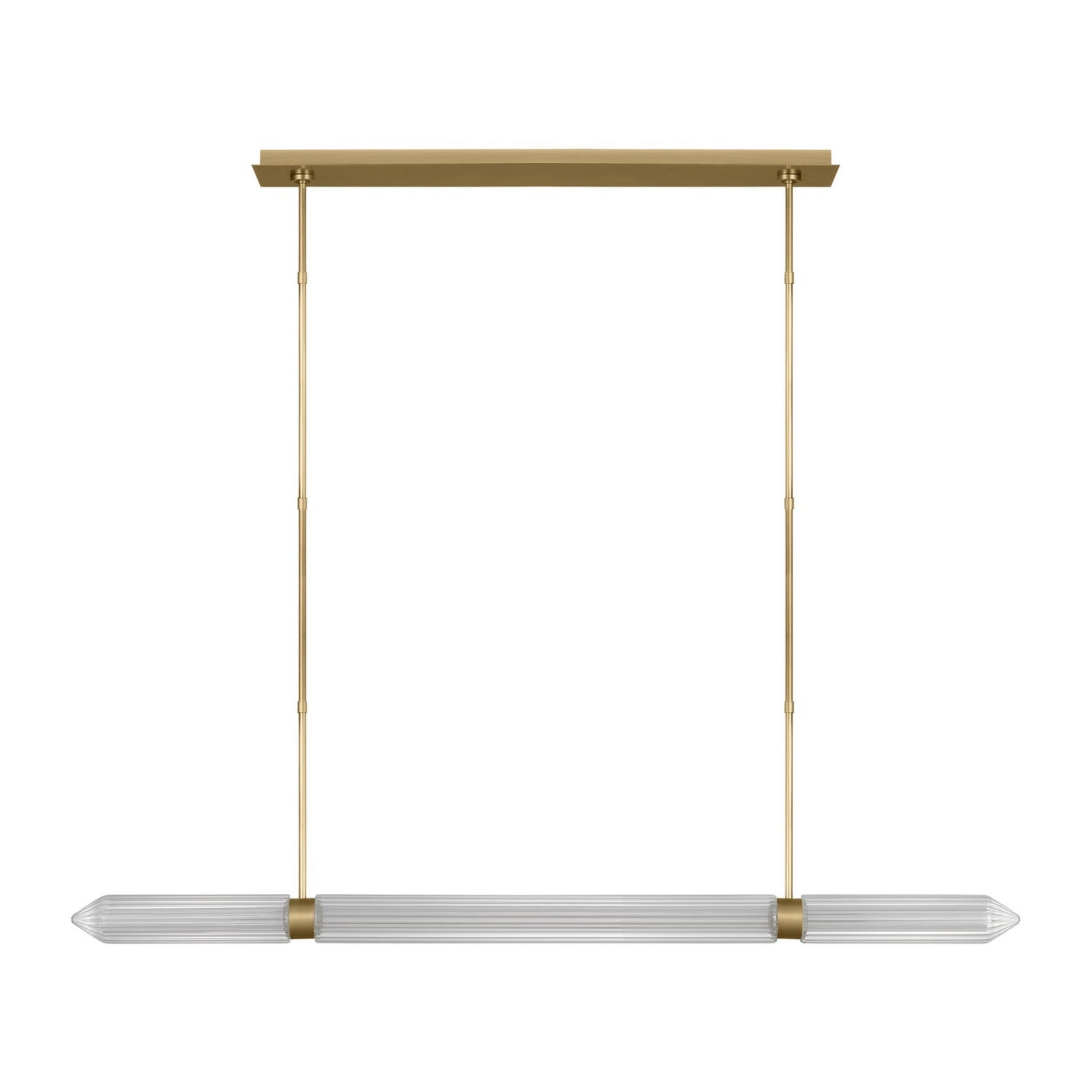 Langston 61" LED X-Large Linear Chandelier, 277V, Plated Brass Finish - Bees Lighting