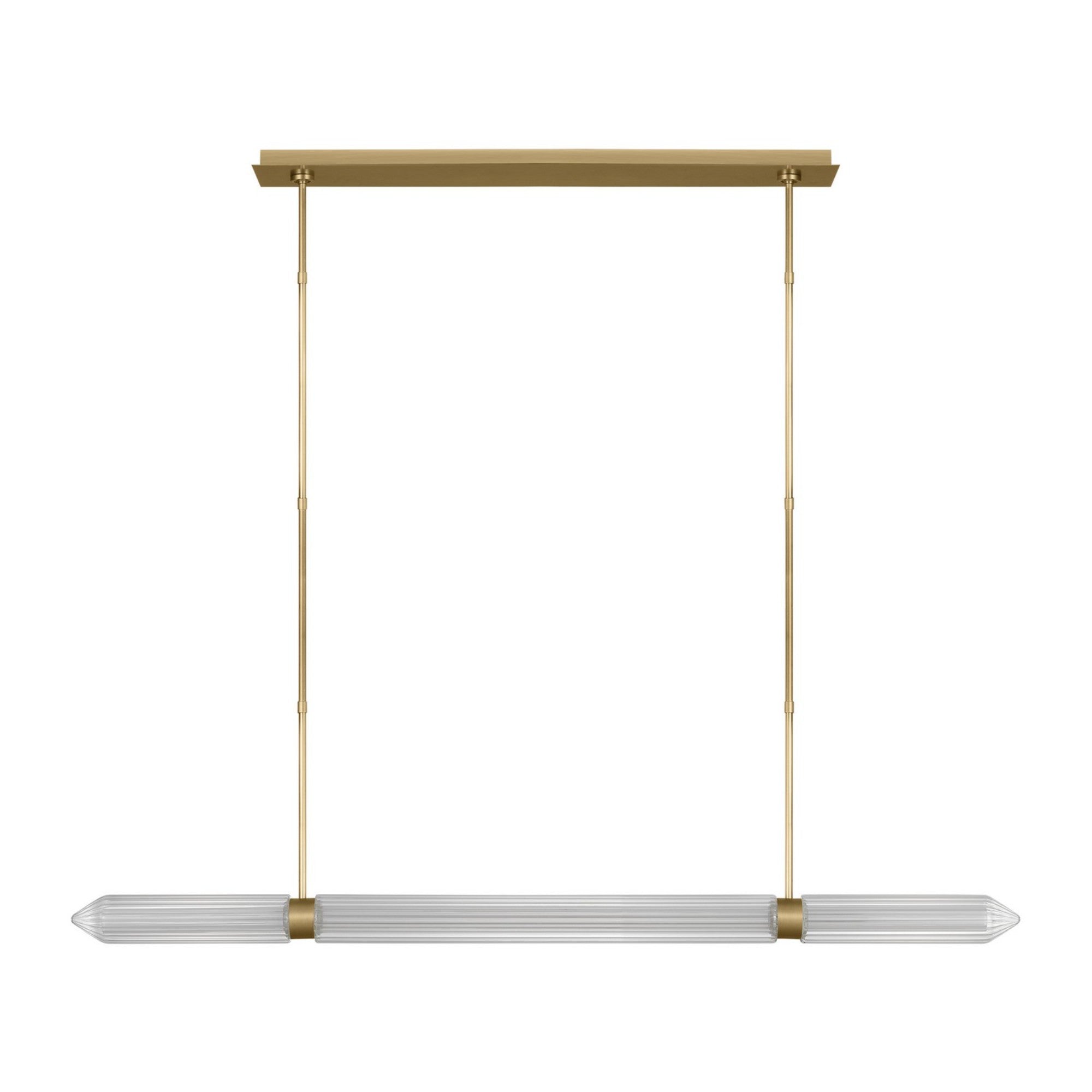 Langston 61" LED X-Large Linear Chandelier, 277V, Plated Brass Finish - Bees Lighting